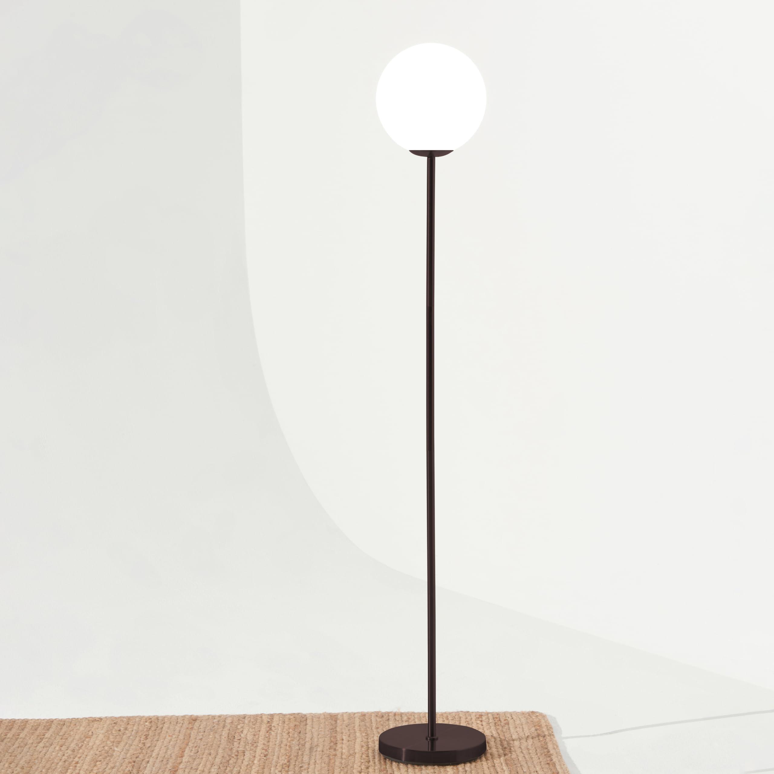Brightech Luna Modern LED Floor Lamp - Mid Century Standing Lamp with Frosted Glass Globe in Oil Brushed Bronze for Living Room, Bedroom & Office - Perfect for Reading, Decor & Ambient Lighting