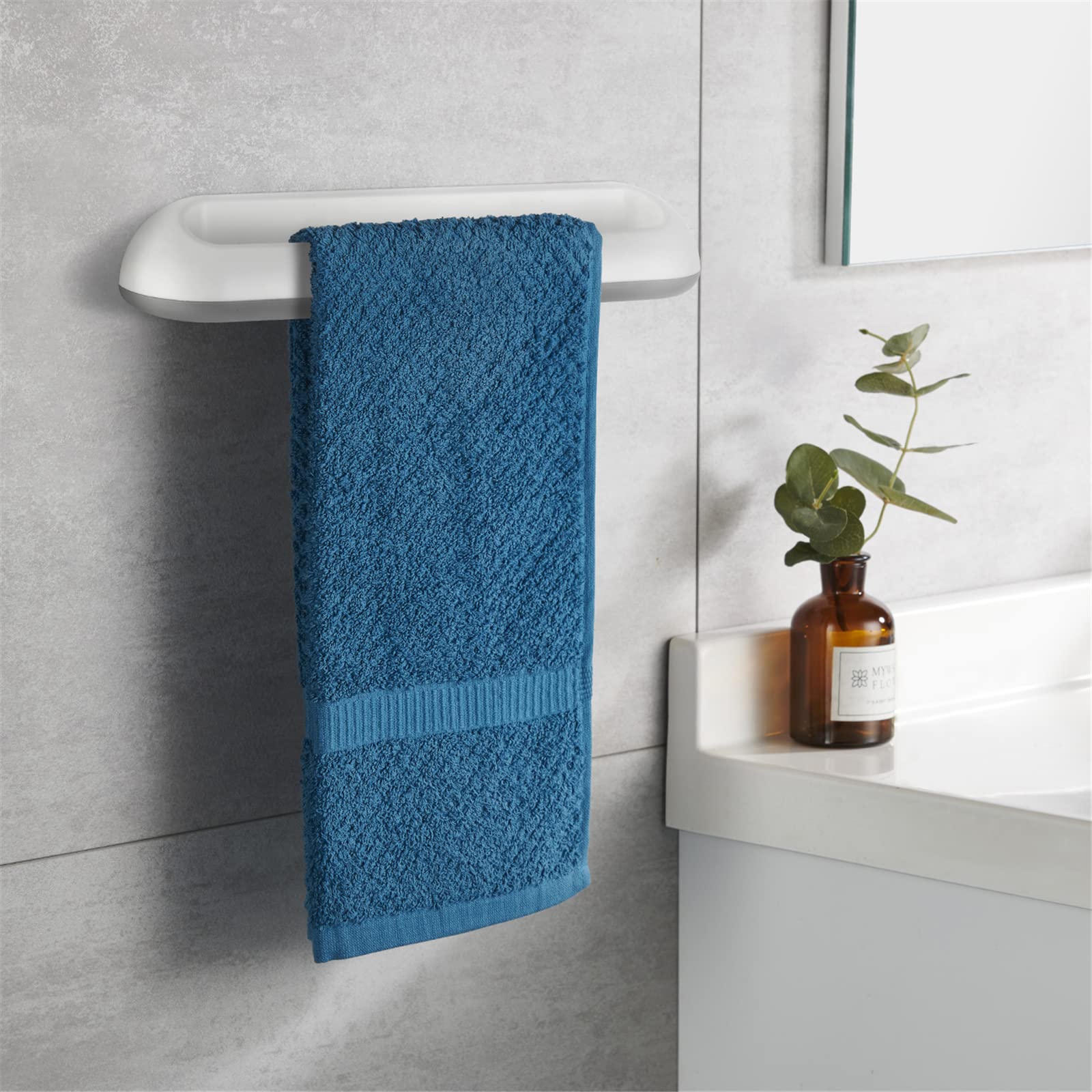 AUSTY Self Adhesive Wall Mounted Towel Holder - 28cm ABS Bathroom & Kitchen Towel Bar for Hand Towels, Dishcloths - Perfect for Small Spaces, Apartments, RVs