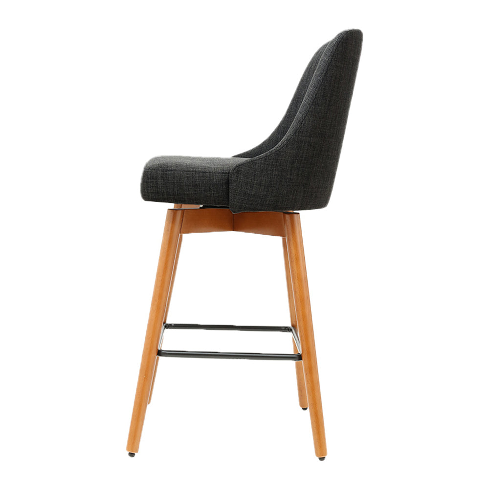 2-Pack Swivel Bar Stools with Wooden Seat in Charcoal Finish - Perfect for Kitchen Islands, Breakfast Bars & Home Decor