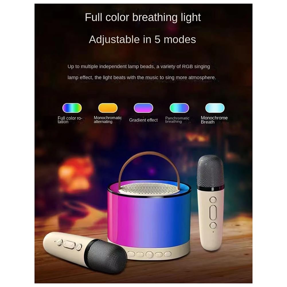 Pink Mini Karaoke Machine with 2 Wireless Microphones - Portable Bluetooth Speaker for Kids & Adults - Perfect for Home Parties, Travel & Outdoor Singing Fun
