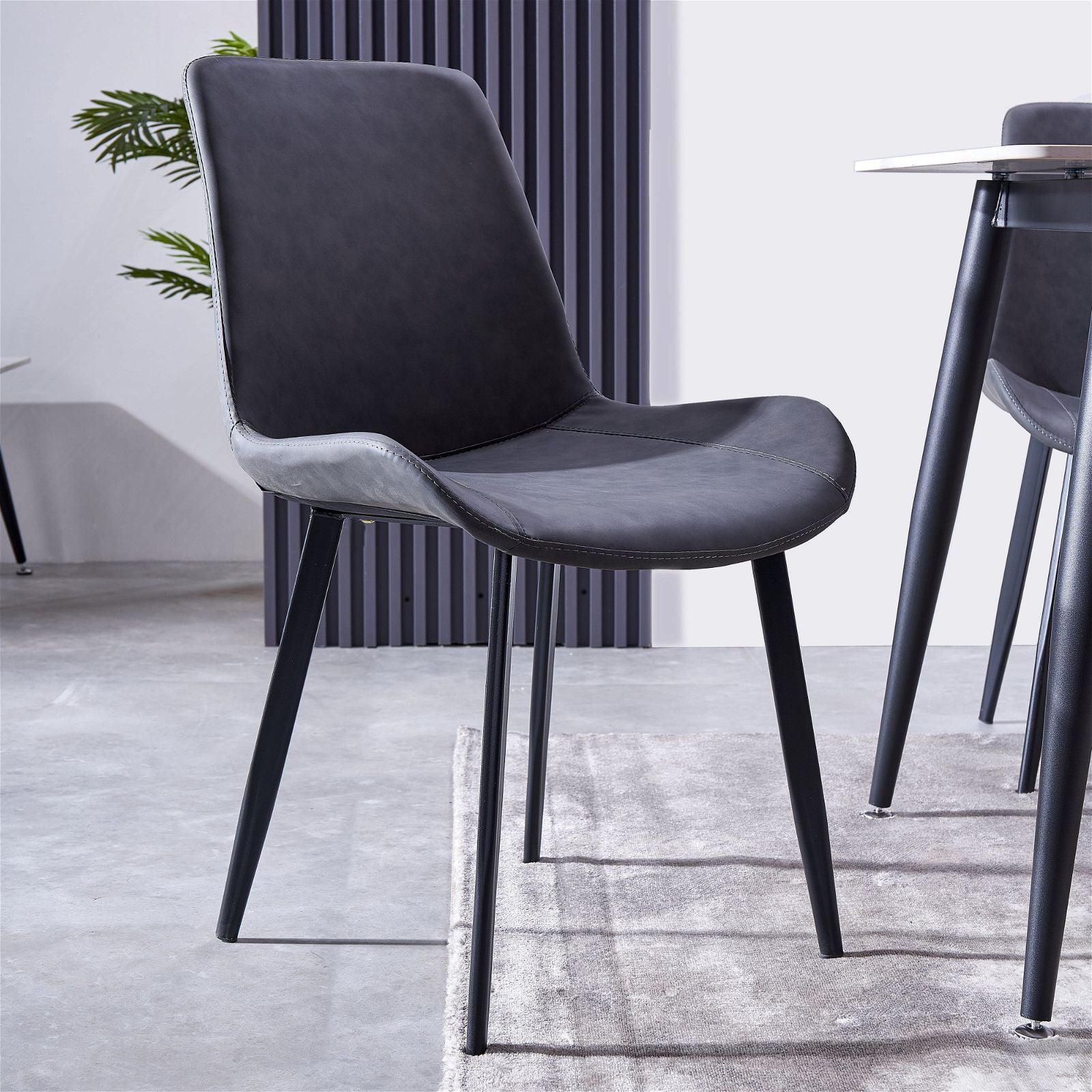 Criterionâ¢ 4-Piece Grey PU Dining Chairs Set with Carbon Steel Frame - Modern Kitchen & Dining Room Furniture for Home, Restaurant, and Office Use