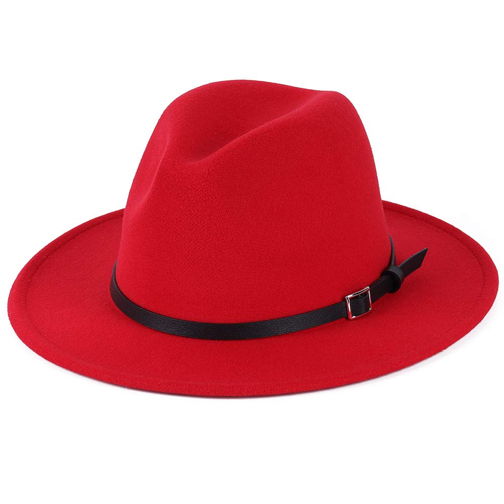 Michellecmm Women's Wide Brim Panama Hat - Stylish Felt Sun Hat with Pearl & Leopard Print Belt Buckle - Perfect for Beach, Summer Outfits, and Outdoor Activities