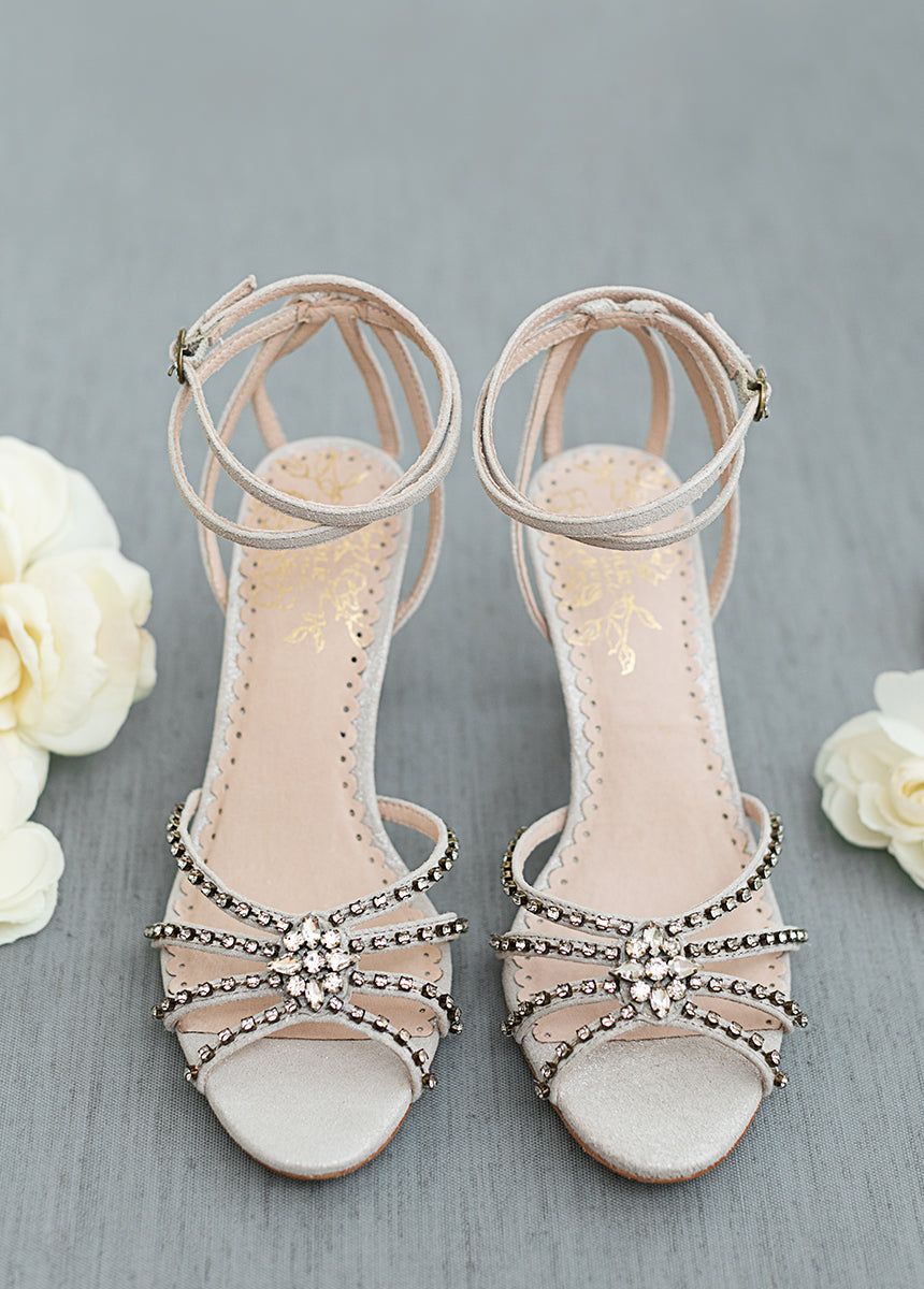 Silver Mahina Leather Heels for Women - Comfortable Dress Shoes for Weddings, Parties & Office Wear