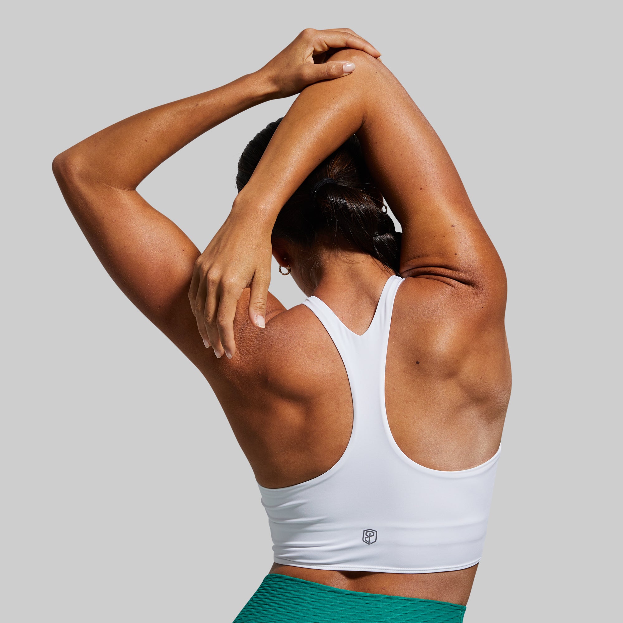 Synergy Cropped Sports Bra for Women - High Support Workout Top - Breathable Yoga Bra for Running, Gym & Fitness - White