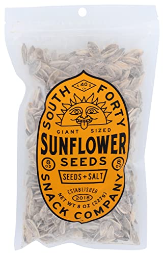 SOUTH 40 SNACKS Giant Sunflower Seeds with Salt - 8 OZ Bag | Roasted & Salted Sunflower Kernels for Snacking, Trail Mix & Party Favors | Healthy Protein Snack for Work, Hiking & Sports