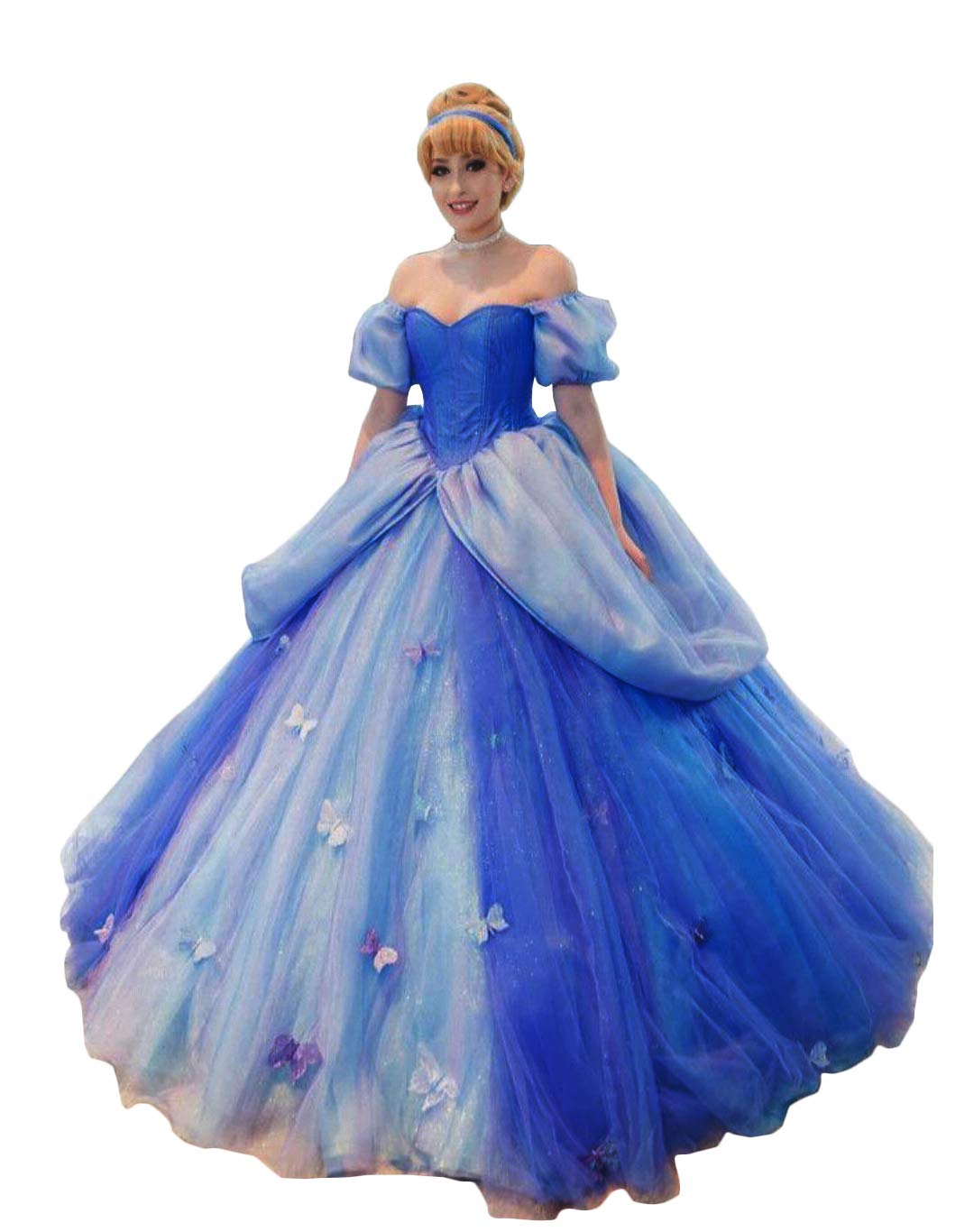 Elegant Off Shoulder Princess Prom Gown with Butterfly Details - Cinderella Style Quinceanera & Wedding Dress for Women | Perfect for Formal Dances, Sweet 16 Parties, and Bridal Occasions