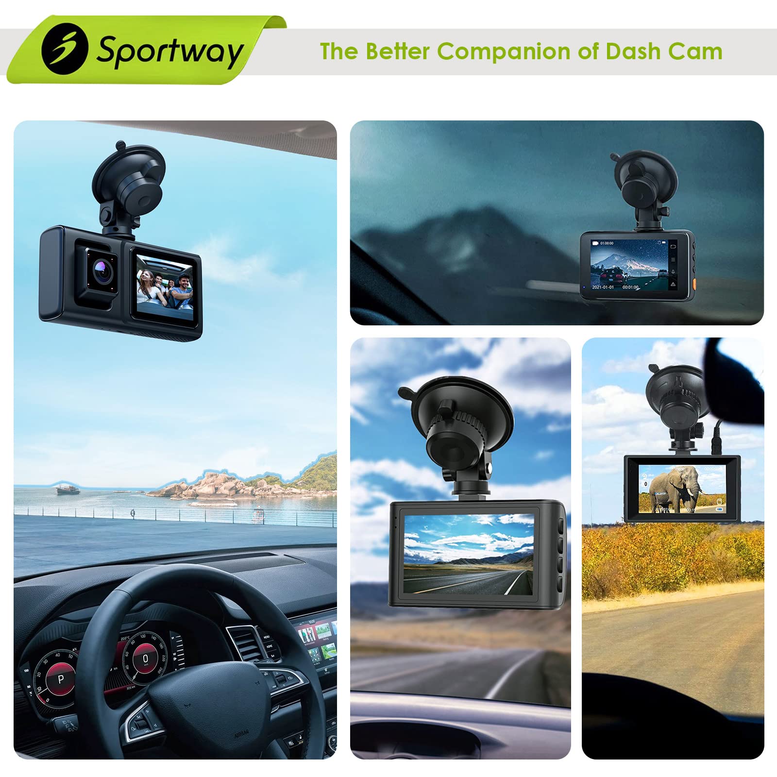 5th Gen S504 Suction Cup Dash Cam Mount Holder with 4x 360° Rotating Joints - Universal Fit for Apeman, Ssontong, Biuone, iZEEKER, HaHoco & Most Car Dash Cams - Perfect for Road Trips, Commuting & Secure Recording