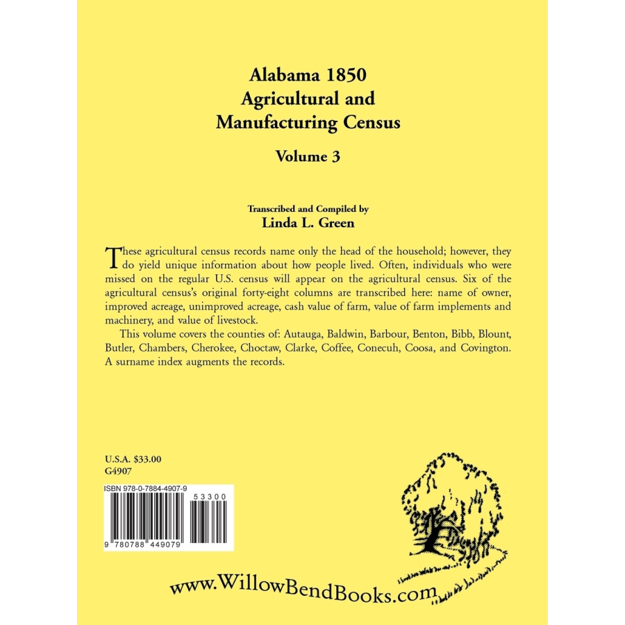 Alabama 1850 Agricultural and Manufacturing Census Volume 3 - Historical Genealogy Research & Southern US Economic Data | Perfect for Historians, Researchers & Family Tree Enthusiasts