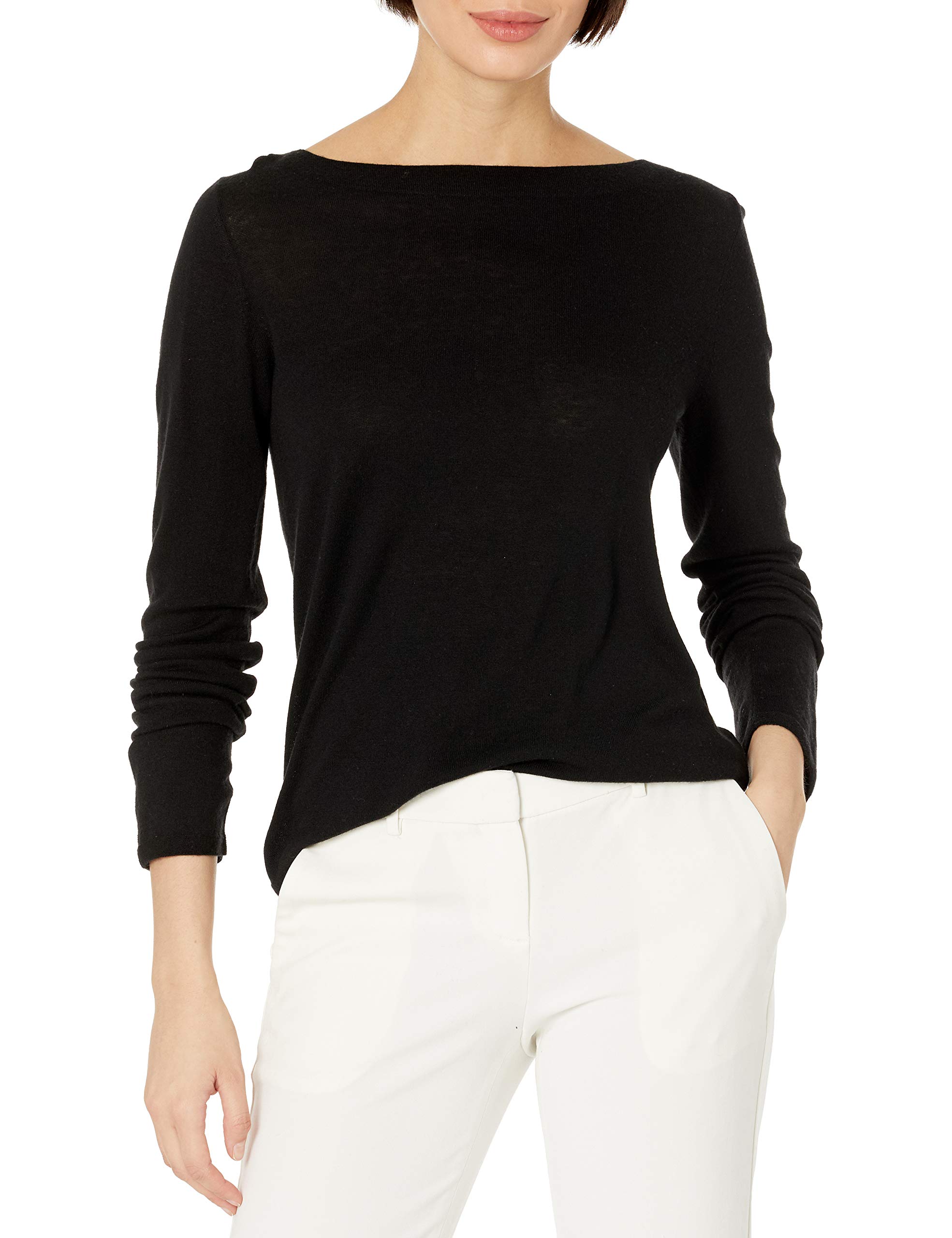 Vince Women's Boat Neck Long Sleeve Blouse - Elegant Casual Tops for Work, Office & Everyday Wear | Soft Stretch Fabric for Comfort & Style