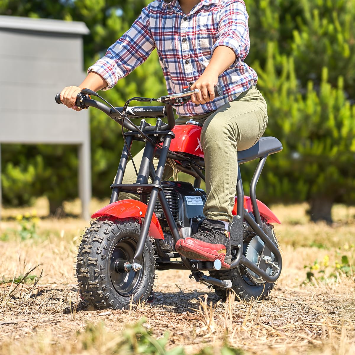 XtremepowerUS 40cc 4-Stroke Gas-Powered Mini Dirt Bike - Off Road Pit Motorcycle for Adults & Teens 16+, Red/Black - Perfect for Backyard Riding, Trail Adventures & Off-Road Fun