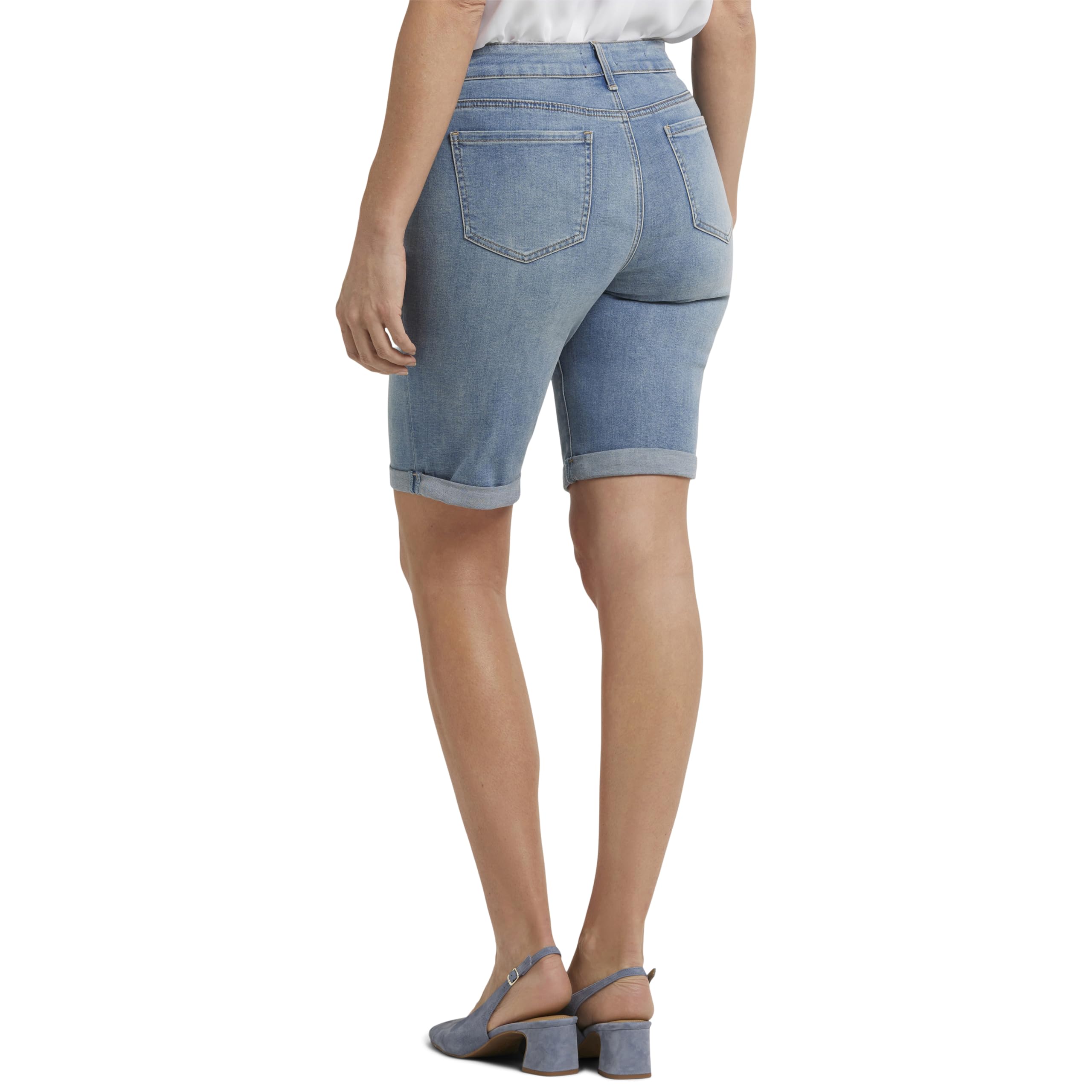 NYDJ Women's Briella Roll Cuff Jean Slimming Denim Shorts - High Waisted Long Shorts for Women, Tummy Control & Comfort Fit - Perfect for Summer Outfits, Casual Wear & Vacation