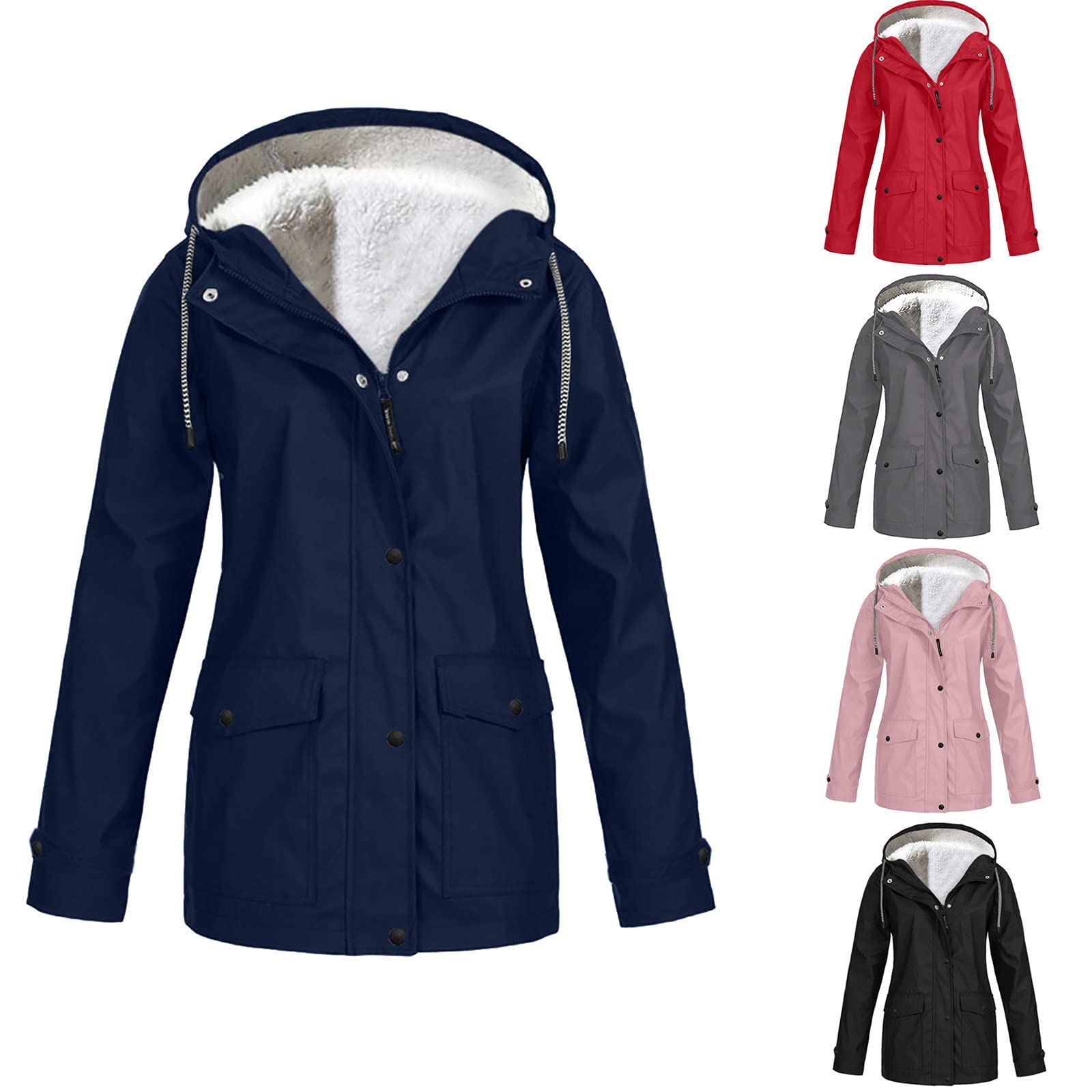 **Women's Plus Size Lightweight Waterproof Rain Jacket with Hood - Long Trench Coat for Outdoor, Travel & Commuting**
