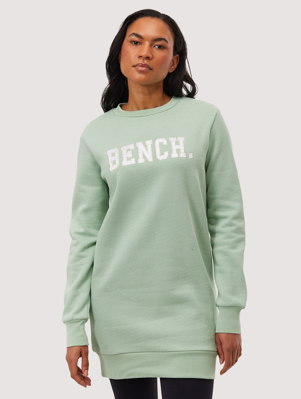 Urlenne Collegiate Logo Crew Neck Sweatshirt Dress for Women - Cozy Oversized Pullover Sweater Dress for Campus, Lounge & Casual Outings