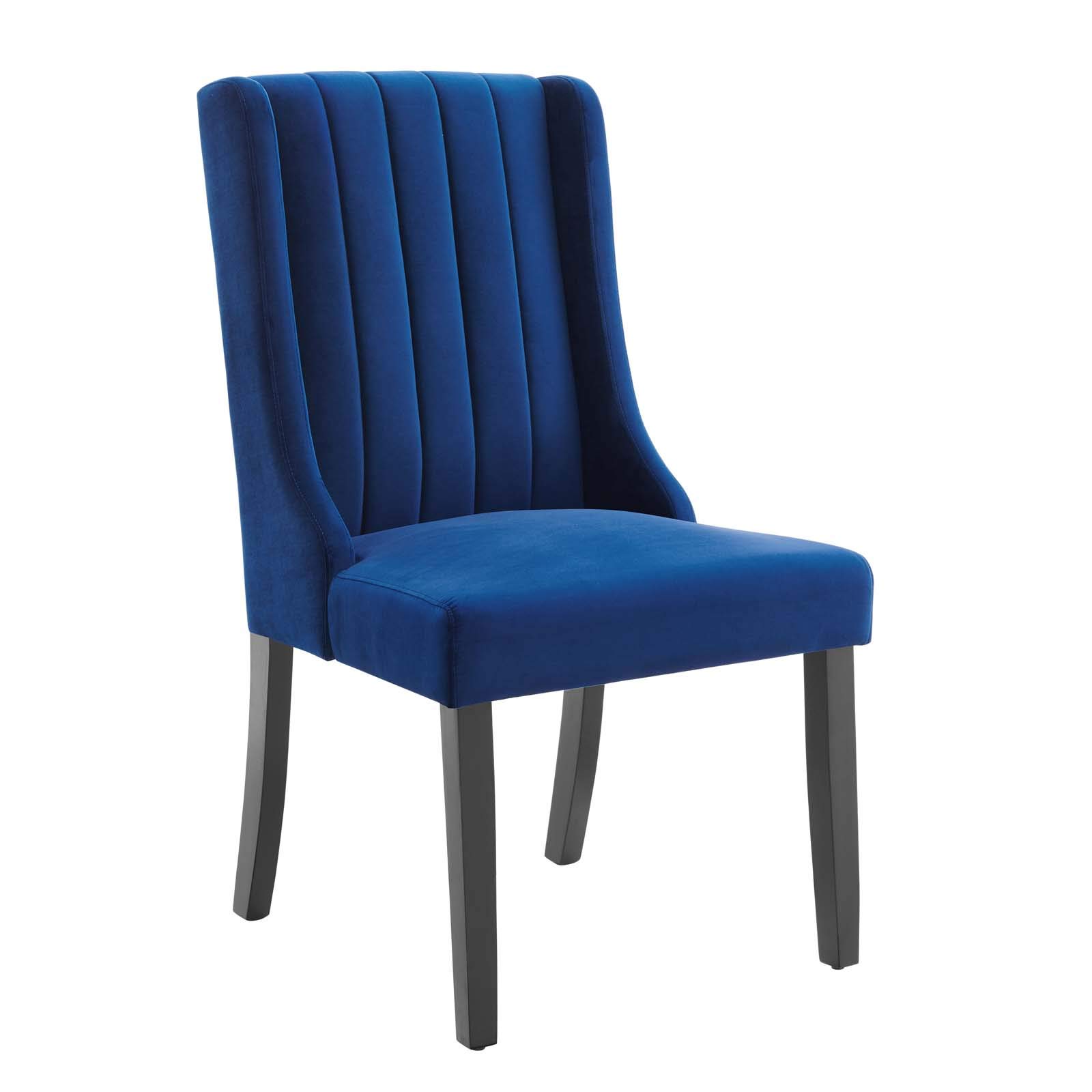 Modway Renew Parsons Performance Velvet Dining Side Chairs - Set of 2 Navy Blue Velvet Upholstered Chairs for Kitchen, Dining Room & Home Decor