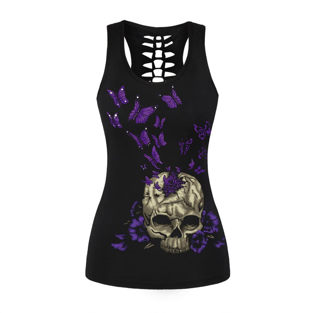 3D Printed Punk Skull Hollow Out Sleeveless Shirt for Men - Gothic Streetwear, Rave & Festival Fashion, Punk Rock Outfit