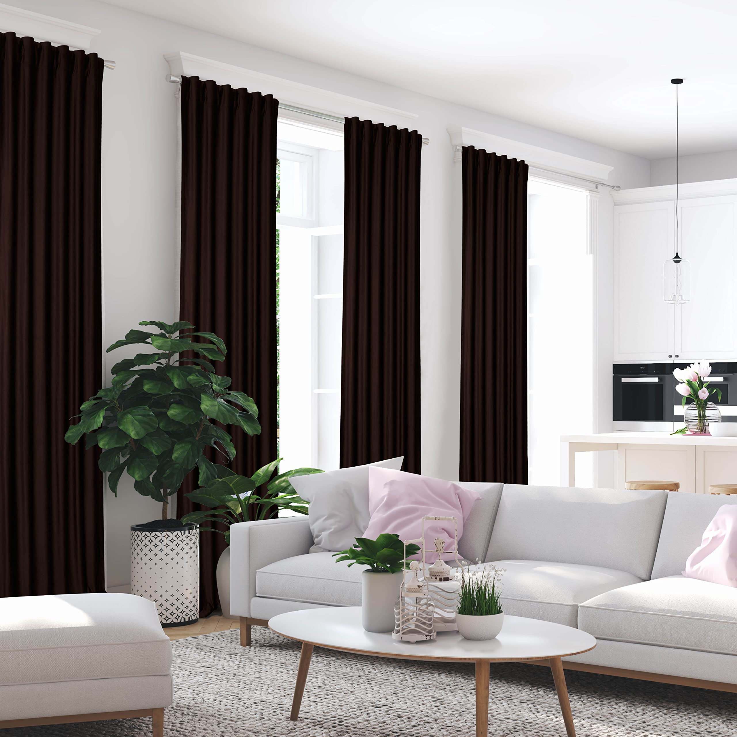 Tribeca Living Luxury Velvet Blackout Curtains 50x84 Inches - Chocolate Brown Thermal Insulated Drapes for Bedroom & Living Room, 2 Panels with Rod Pocket & Back Tab (VELSOCUR84CH) | Perfect for Light Blocking, Privacy & Energy Efficiency