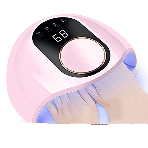 90W UV LED Nail Lamp with Timer & Smart Sensor - Professional Gel Polish Dryer for Manicure & Pedicure | Fast Curing Light for Fingernails & Toenails | Perfect for Home Salon & Nail Art Enthusiasts (D3 Pink)