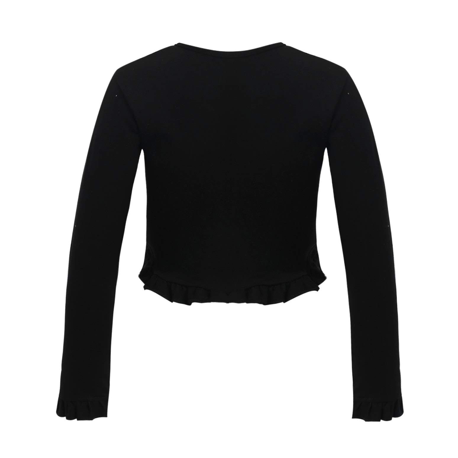Freebily Girls Ballet Dance Cardigan - V Neck Knit Wrap Top for Warm-up & Gym - Soft Cropped Bolero Shrug Sweater for Dance Class & Performance