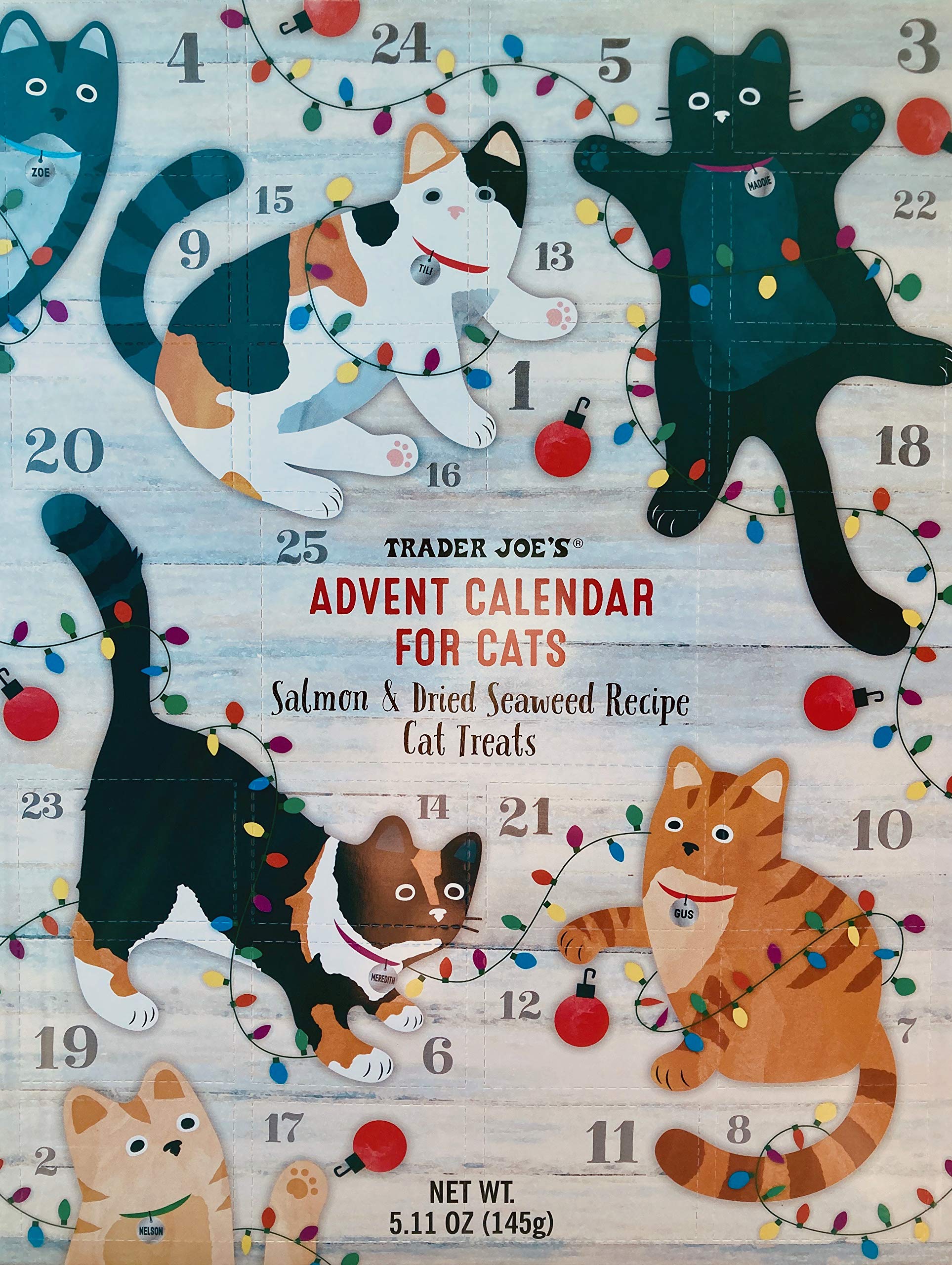 Trader Joe's Advent Calendar for Cats - Salmon & Dried Fish Treats, Natural Color, Perfect for Holiday Countdown & Christmas Gift for Cat Lovers