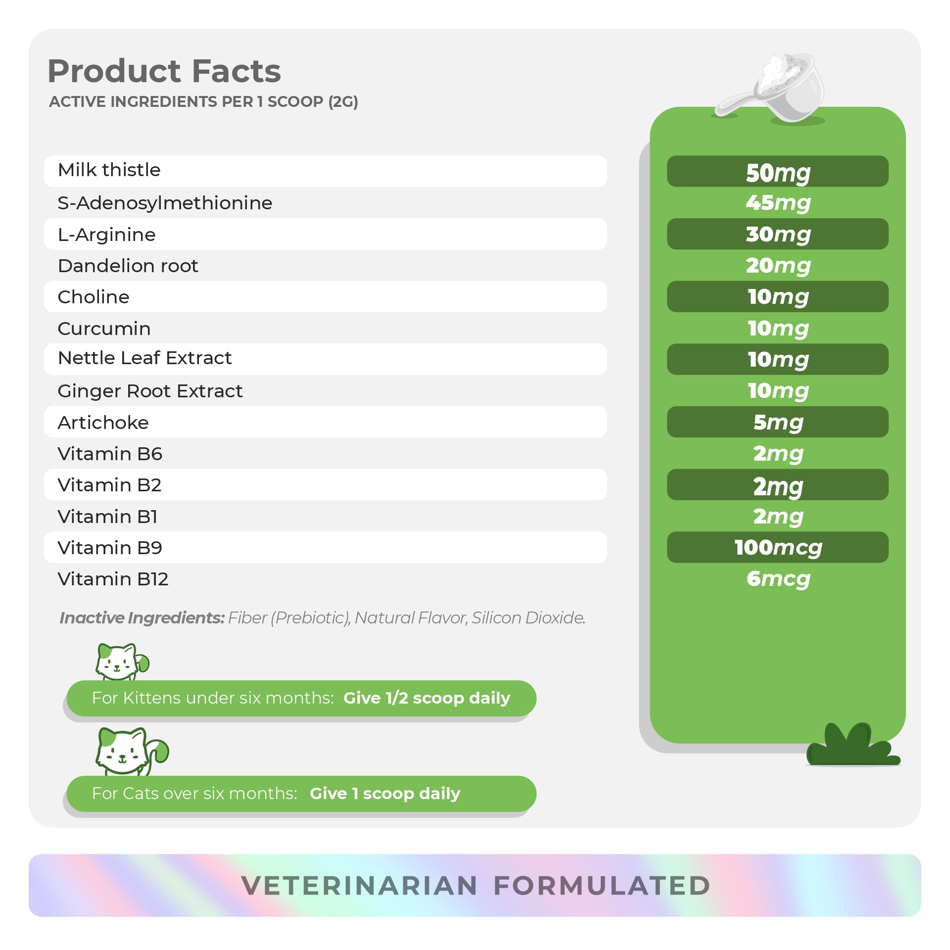 Organic Milk Thistle Powder for Cats - 4oz Natural Liver & Kidney Support Supplement with SAMe & L-Arginine - Detox & Hepatic Function Aid - Promotes Healthy Liver for Senior Cats & Pets with Liver Issues - Perfect for Daily Wellness Routine & Post-Medication Recovery