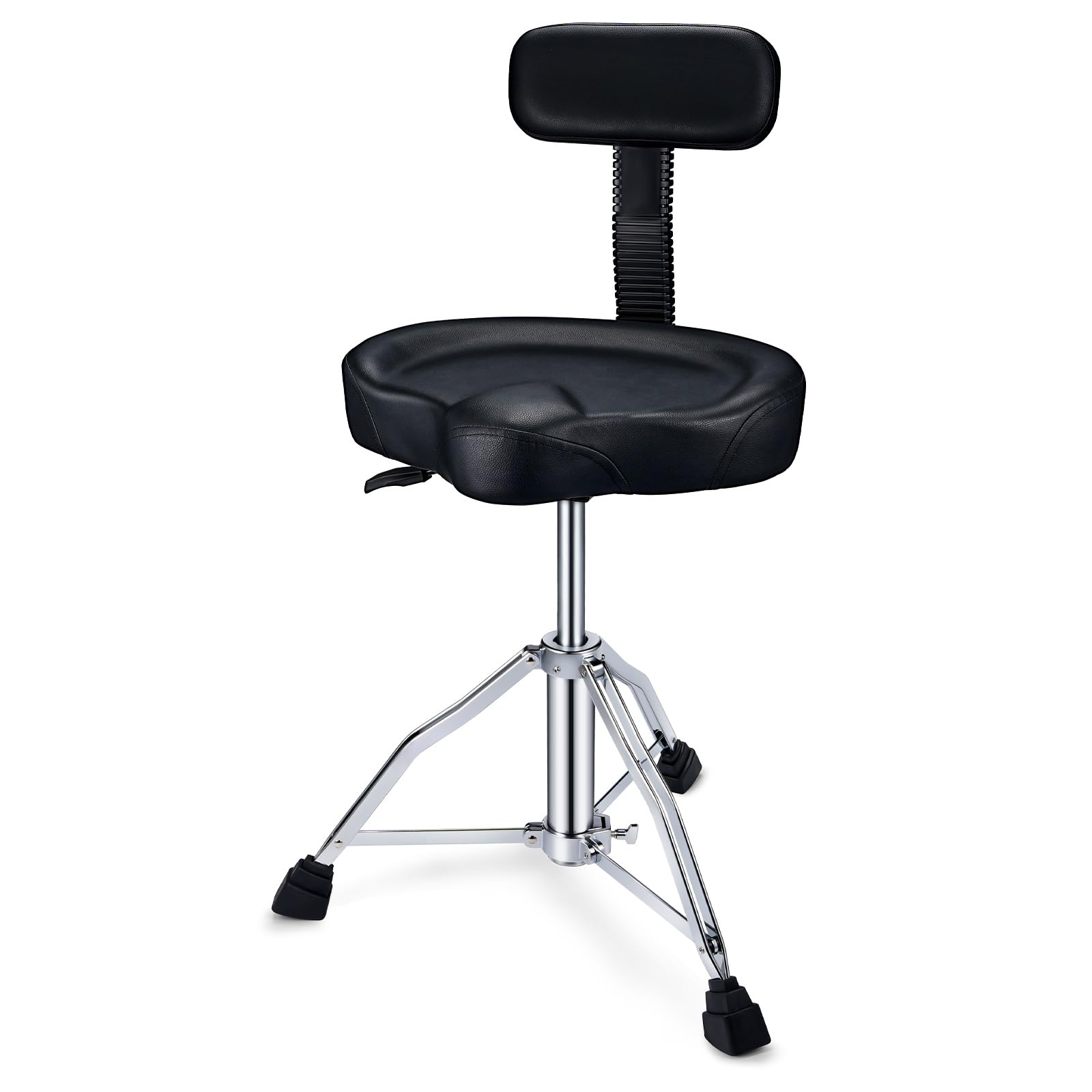 LEKATO Heavy Duty Hydraulic Drum Throne with Adjustable Height & Backrest - Motorcycle Style Drum Stool for Adult Drummers - Perfect for Drum Practice, Studio Sessions & Live Performances
