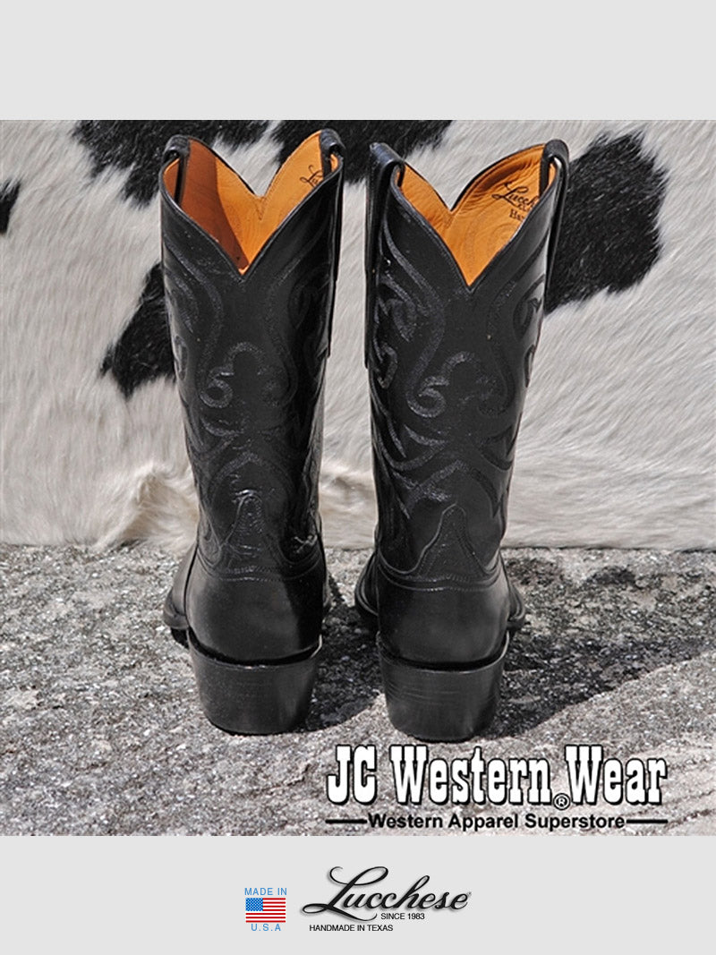 Lucchese G9602.24 Men's Classic Black Buffalo Skin Cowboy Boots - Size D | Western Style, Comfortable & Durable for Rodeo, Country Music Festivals & Everyday Wear