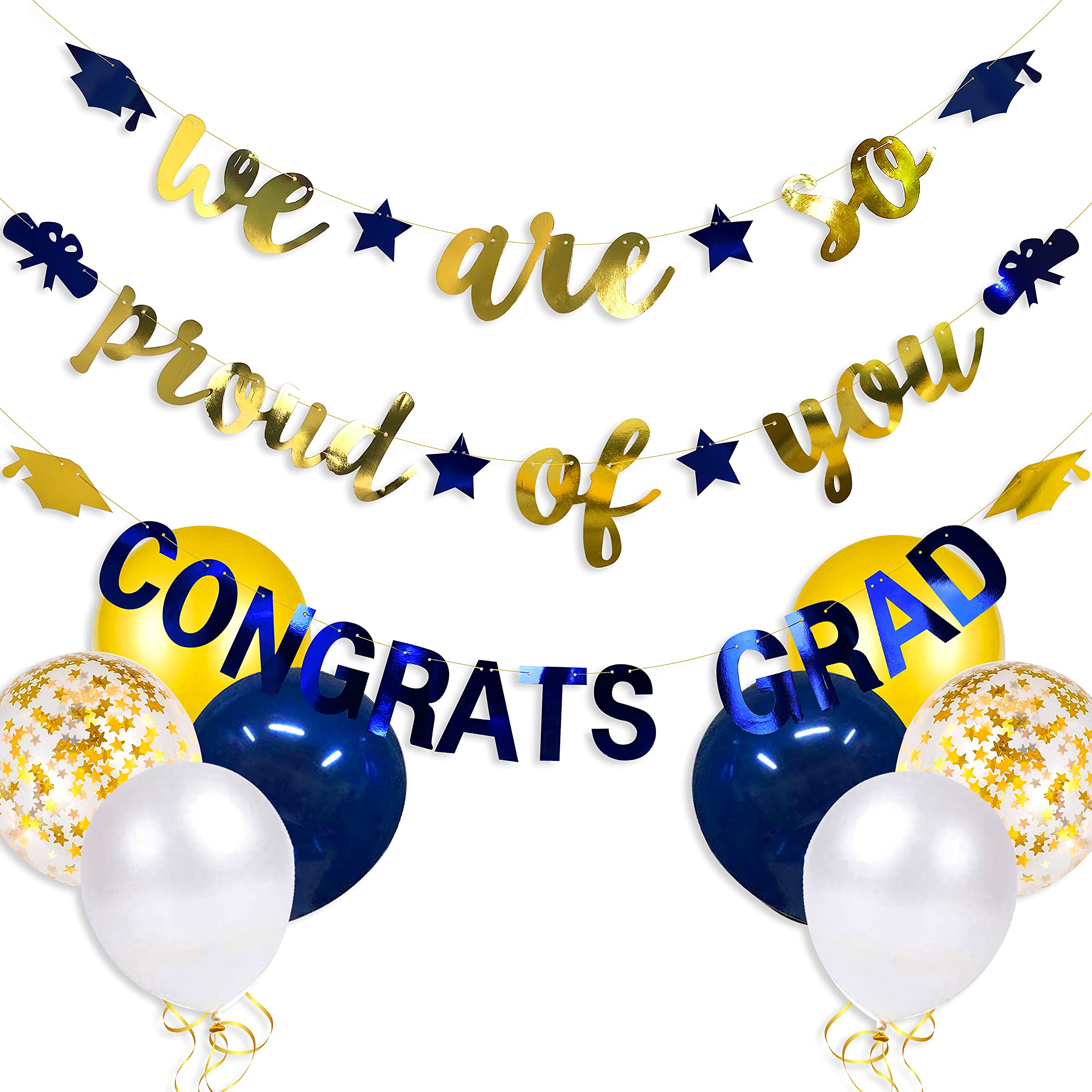 2023 Graduation Party Decorations - Navy Blue & Gold 