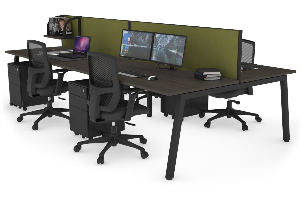 Quadro 4-Person Office Workstation Desk - 1200L x 800W with Cable Management Scallop - Perfect for Collaborative Workspaces, Team Meetings & Open Office Environments