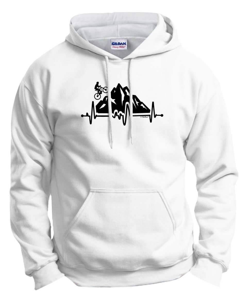 Cycling Hoodie Sweatshirt for Mountain Biking - Heartbeat Design Bike Enthusiast Gift - Perfect for Cycling Lovers & Outdoor Adventures