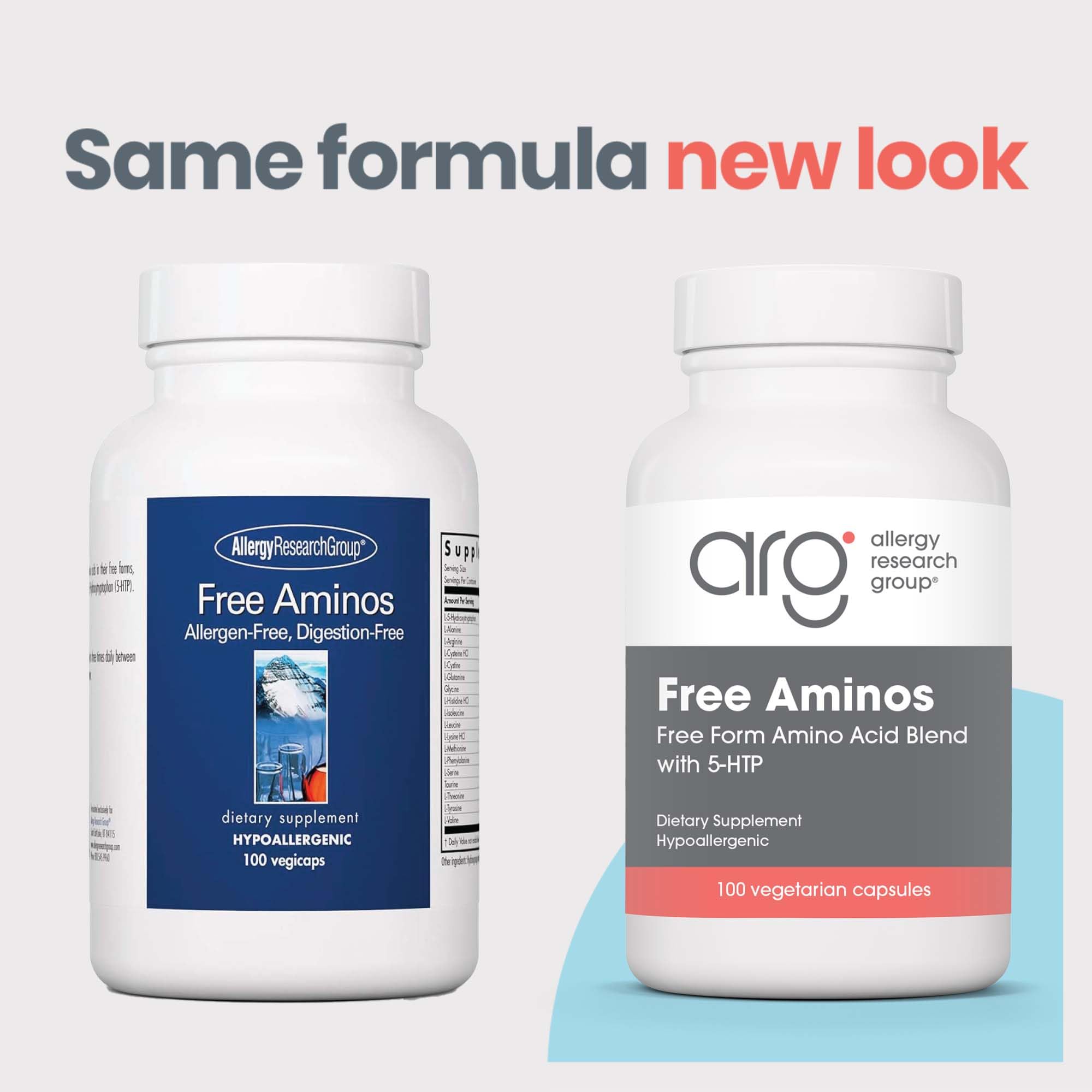 Allergy Research Group Free Aminos Supplement - Free Form Amino Acids Complex for Lean Muscle Support | Allergen-Free, Digestion-Free Vegetarian Capsules (100 Count) | Ideal for Athletes, Fitness Enthusiasts & Vegetarian Diets
