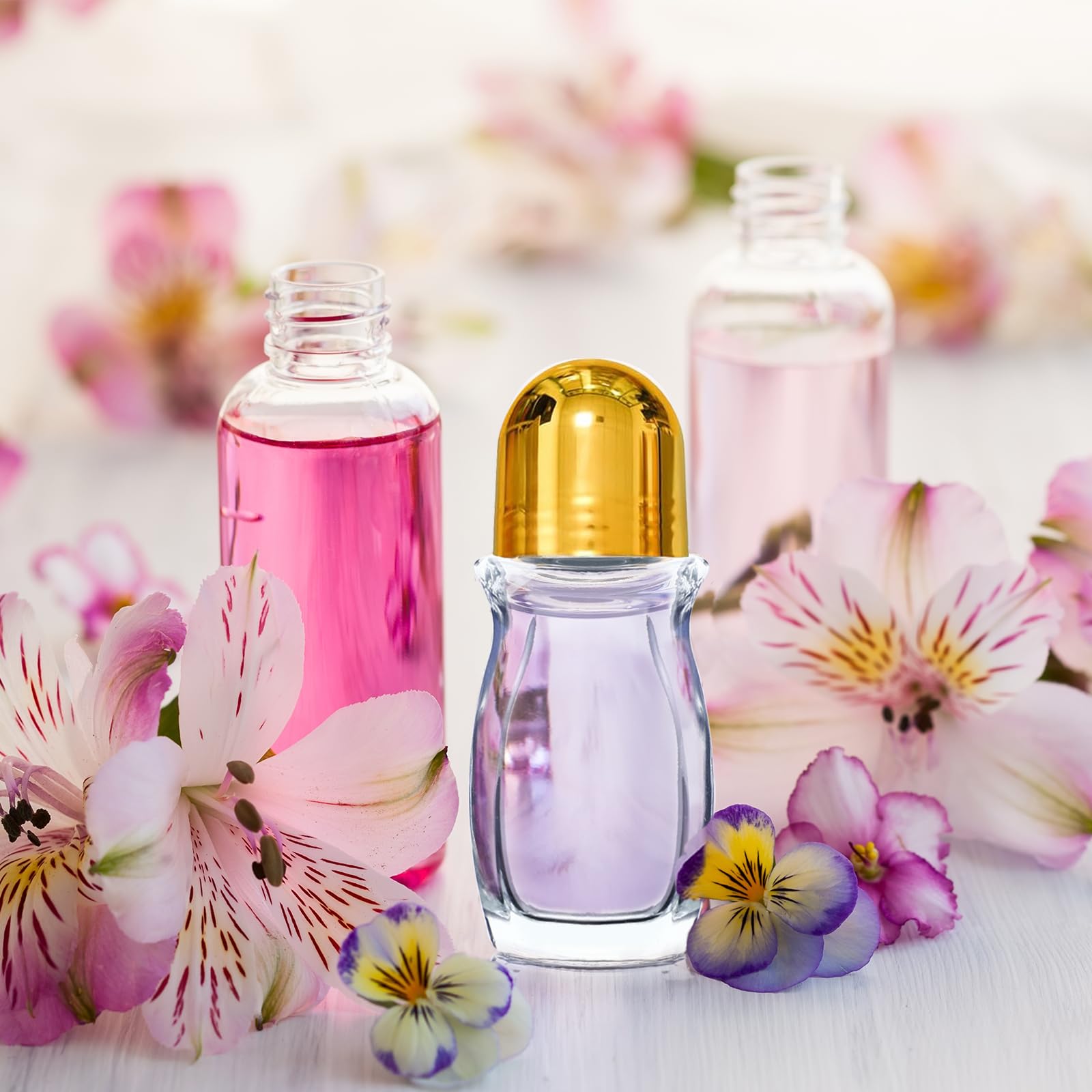 5-Pack Empty Glass Rollerball Bottles (30ml/50ml) - Leakproof Essential Oil Roller Bottles with Plastic Roller Balls for Perfume, Aromatherapy & DIY Cosmetics | Travel-Friendly, Refillable & Reusable for Home, Office & On-the-Go Use