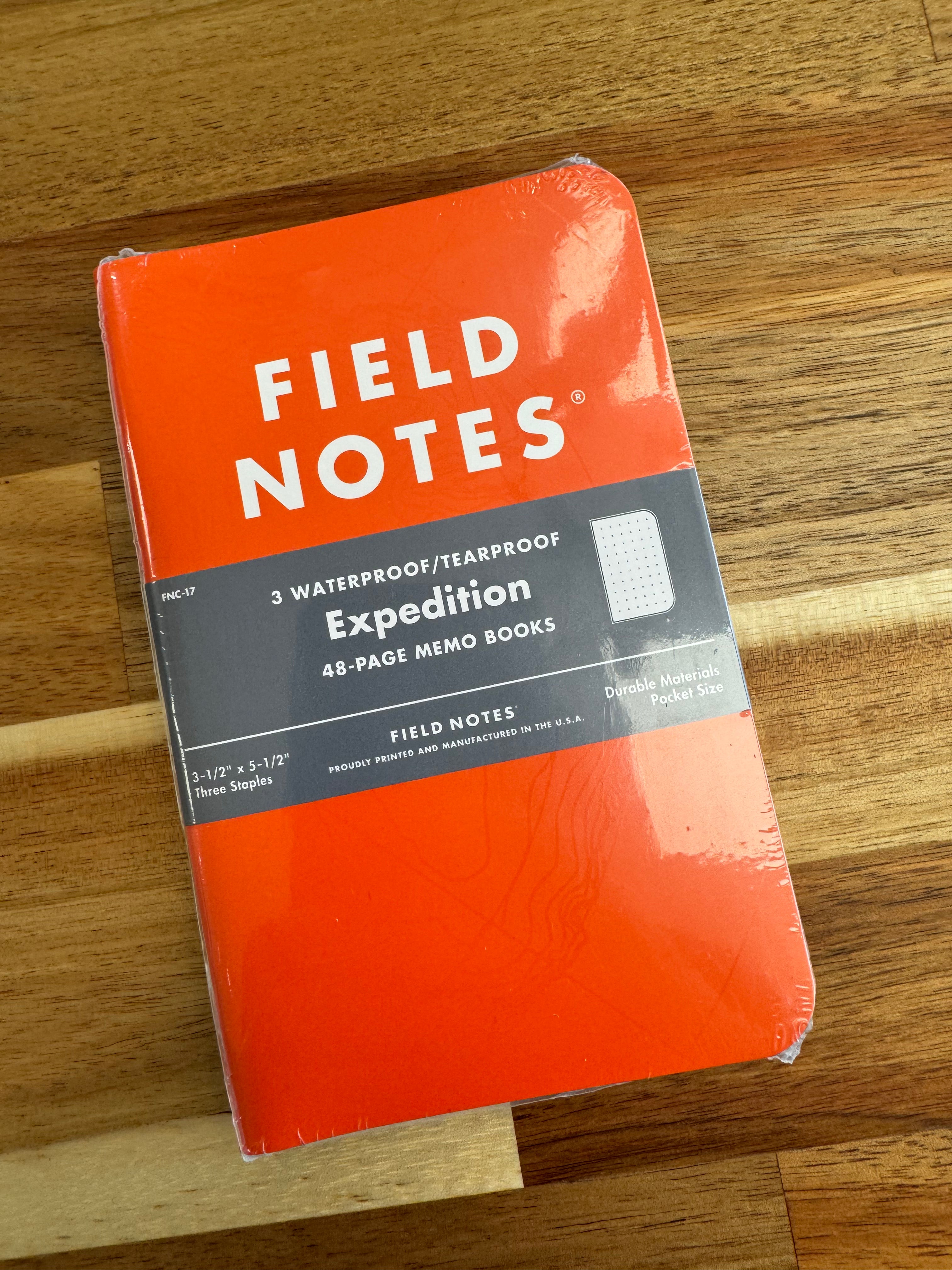 Field Notes Expedition 3-Pack - Waterproof & Tearproof Dot Grid Notebooks (48 Pages Each) - Perfect for Outdoor Adventures, Travel Journals & Work Notes