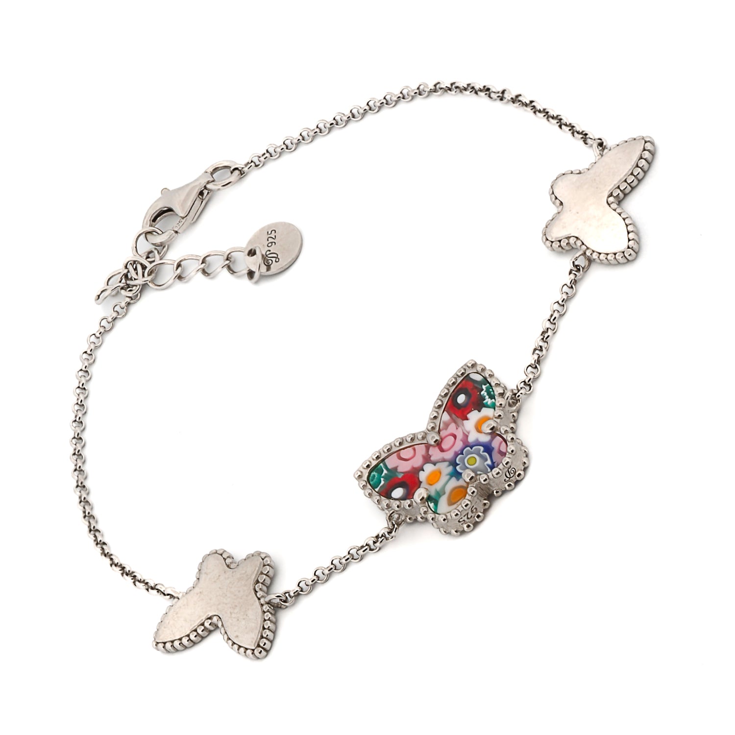 Authentic Italian Murano Glass Butterfly Bracelet in Sterling Silver - Elegant Handmade Jewelry for Women, Perfect Gift for Birthday, Anniversary & Special Occasions
