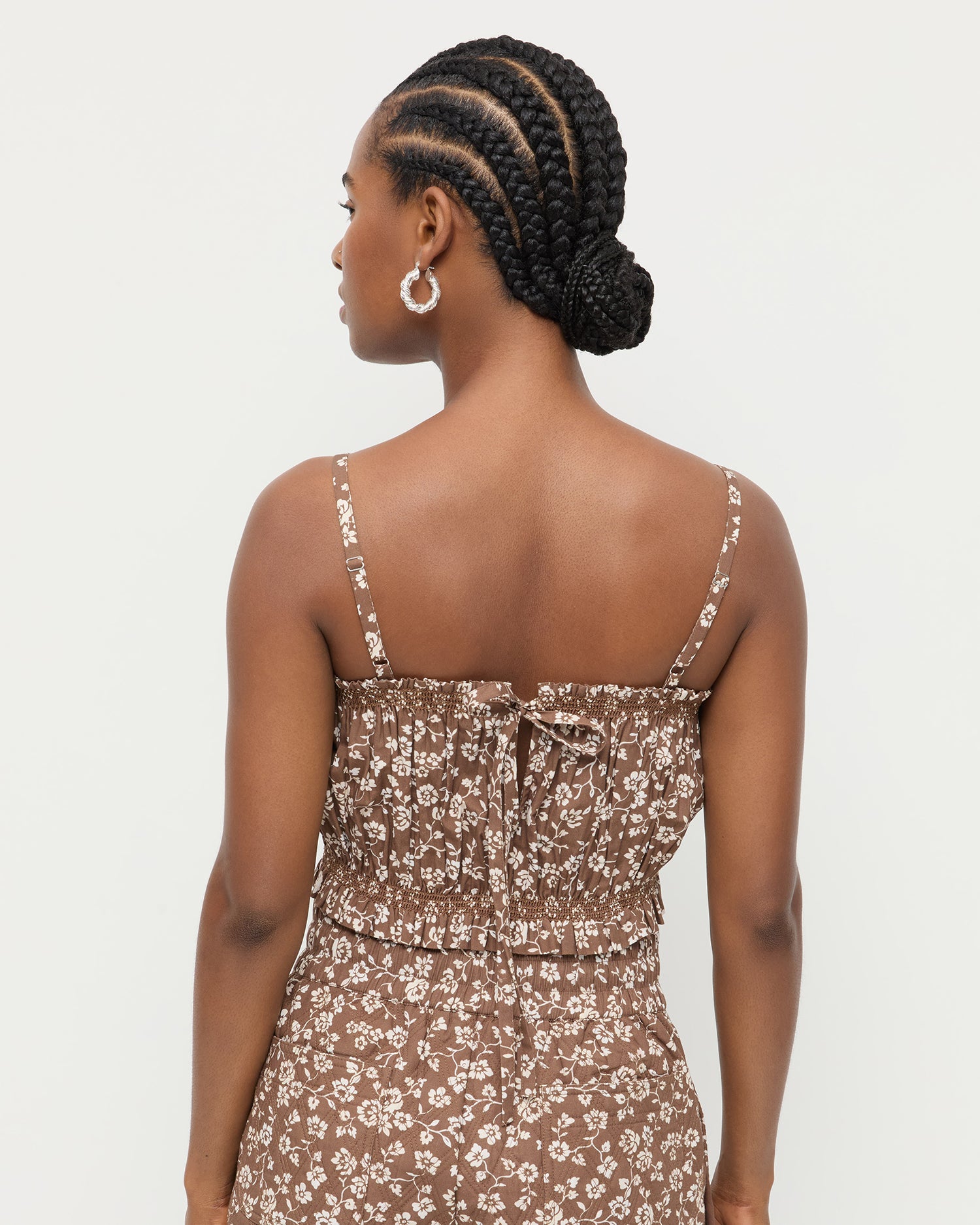 Maggie Brown Cream Cinched Camisole Top for Women - Sexy Summer Tank with Adjustable Straps - Perfect for Beach, Party & Date Night Outfits