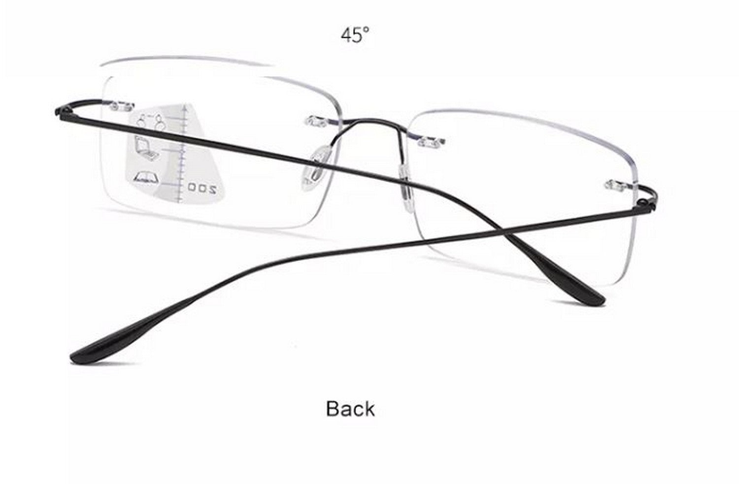 Ultralight Progressive Multifocal Blue Light Blocking Prescription Reading Glasses - Rimless Eyewear for Computer Work, Reading & Daily Use