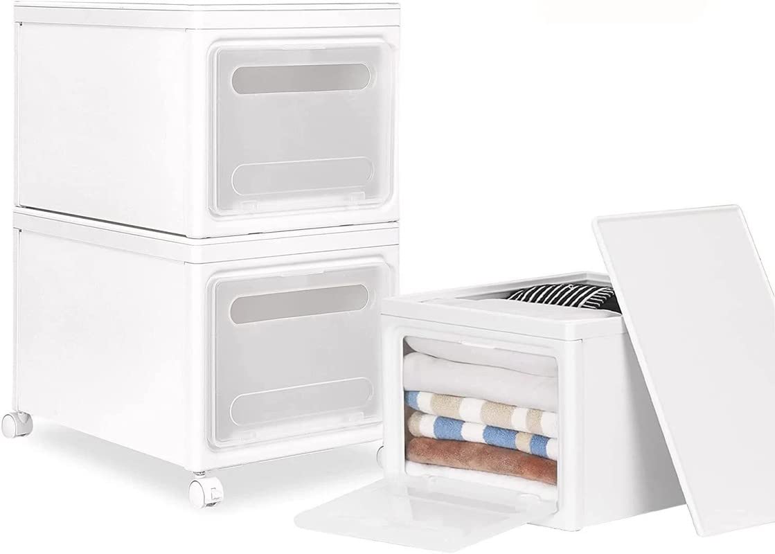 Large Plastic Storage Bins with Lids - 3 Pack Heavy Duty Organizing Containers with 4 Wheels & Carry Handles for Home Organization - Perfect for Living Room, Bedroom, Bathroom, Dorm or Garage Storage (White)