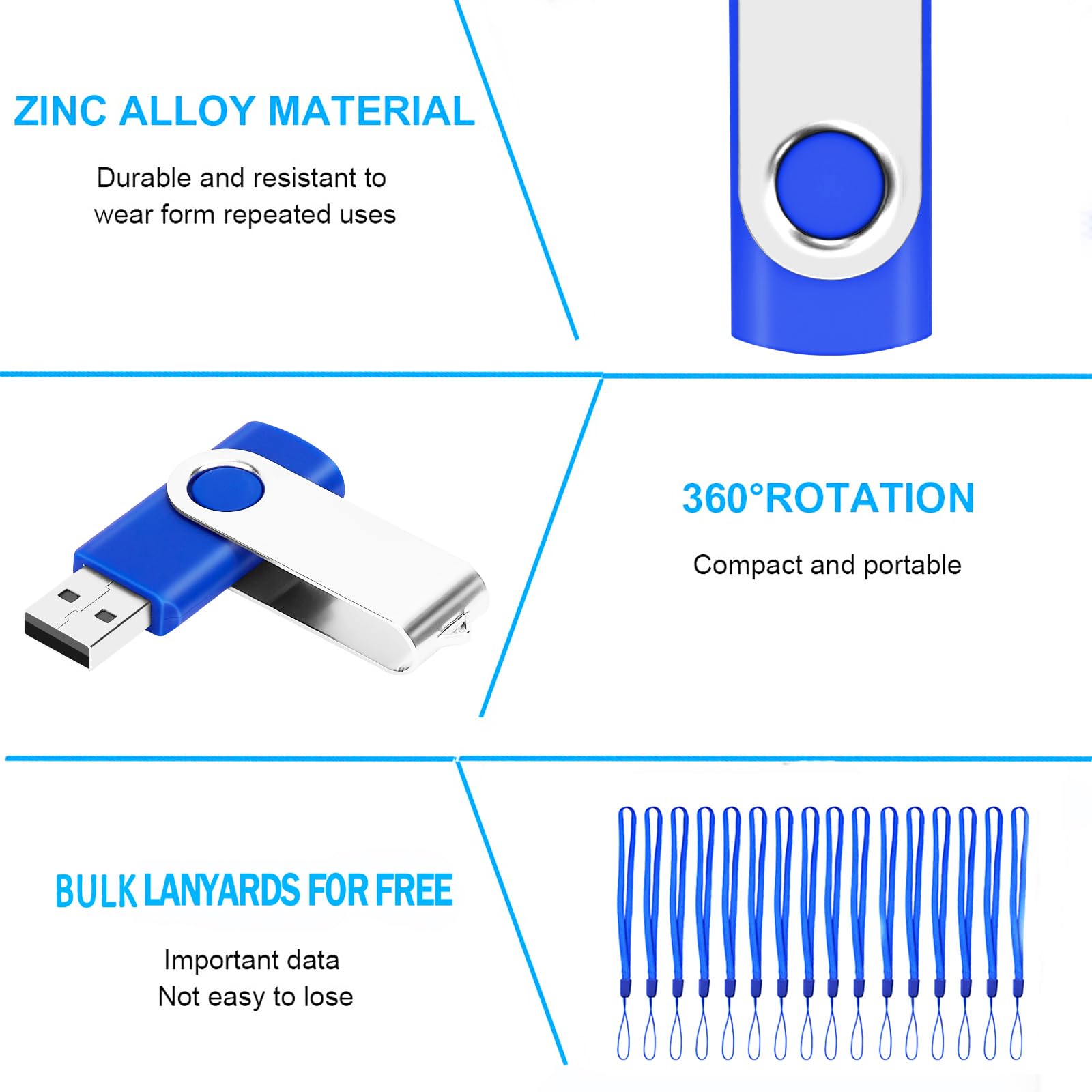 128MB Bulk USB Flash Drives 100 Pack - EASTBULL USB 2.0 Thumb Drives for Data Storage, School, Office & Business Use (Blue, 100 Units) - Perfect for Bulk Distribution, Promotions & File Sharing