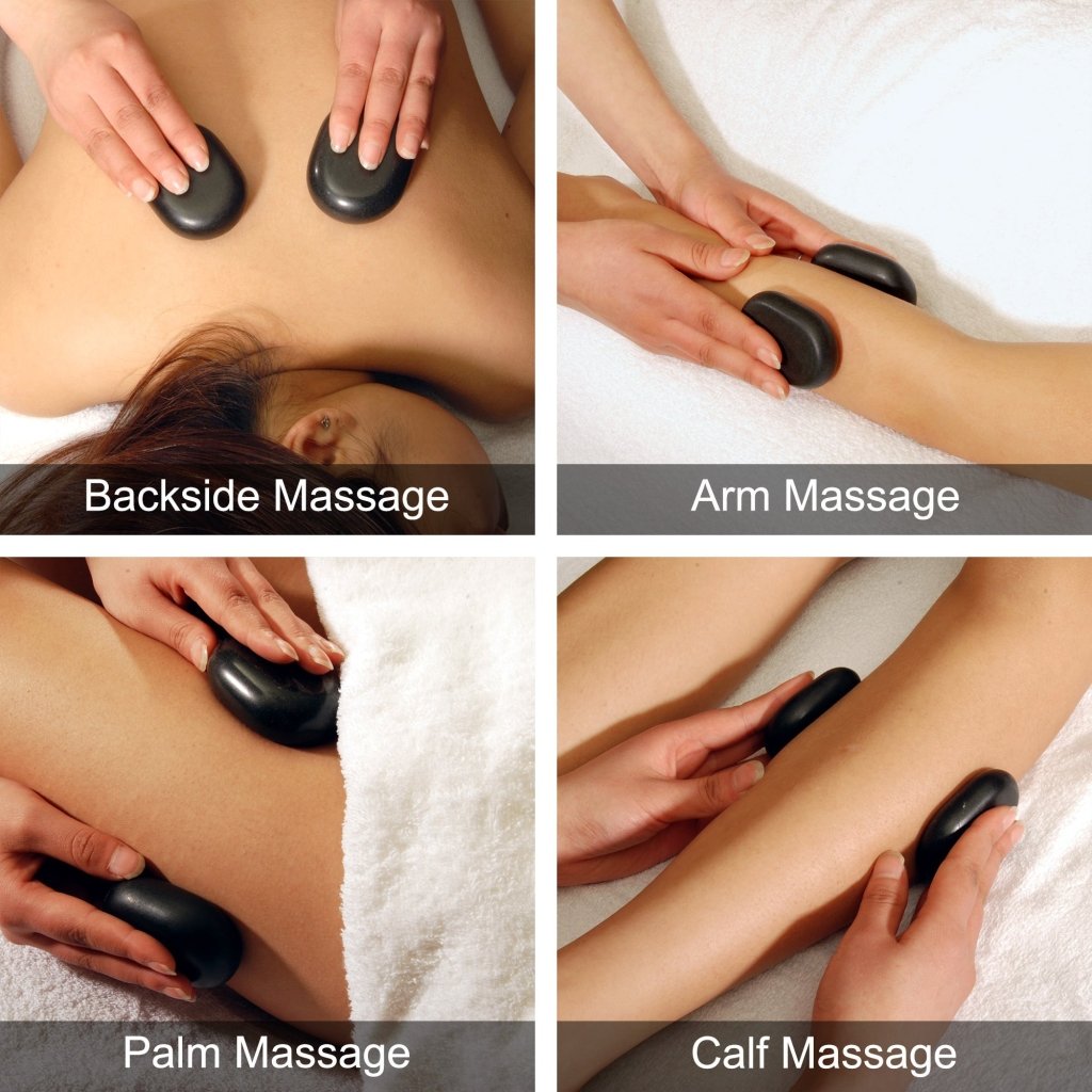 Professional 18-Piece Hot Stone Massage Kit with Basalt Rocks for Spa, Pain Relief & Relaxation - Perfect for Home & Professional Use, Healing Therapy & Stress Relief