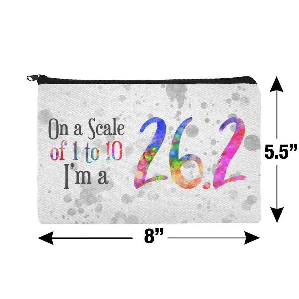 26.2 Marathon Runner Makeup Bag - Waterproof Cosmetic Organizer Pouch with Rainbow Design for Travel, Gym & Sports (1 to 10 Scale) | Perfect for Runners, Athletes & Fitness Enthusiasts