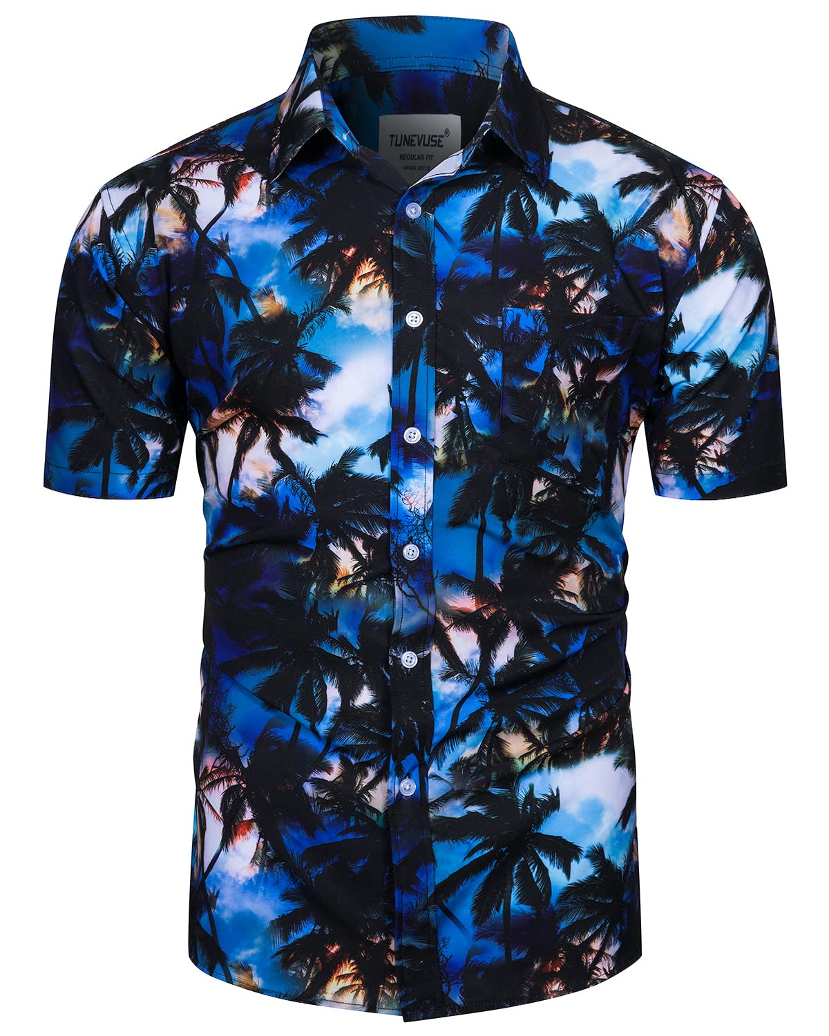 TUNEVUSE Men's Hawaiian Shirt & Shorts Set - 2 Piece Tropical Beach Outfit with Floral Print & Bucket Hat | Summer Vacation, Luau Party, Poolside Relaxation