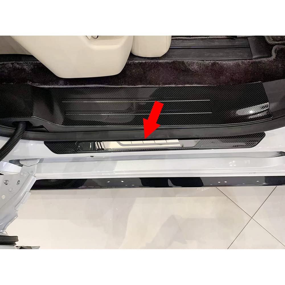 Beautost Stainless Steel Outside Door Sill Scuff Plate Guard Cover Trim for Toyota Sienna 2021-2025 - Carbon Fiber Black | Durable Protection & Stylish Upgrade for Car Exterior