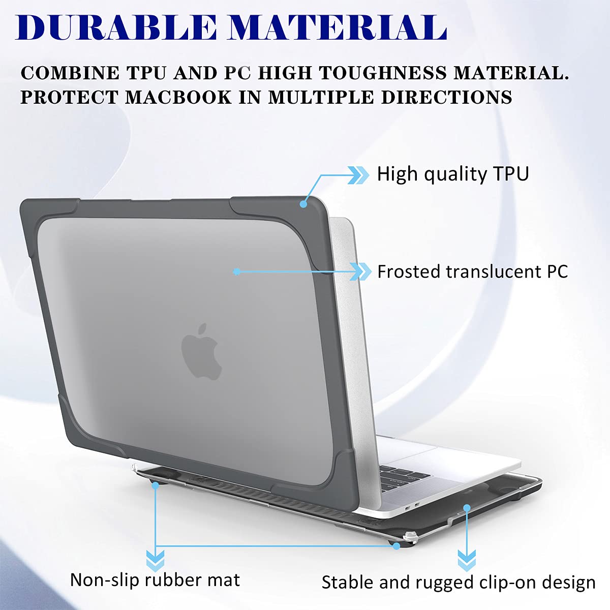 Shockproof Hard Case for MacBook Pro 16 inch (2020/2019 Model A2141) - Heavy Duty Dual Layer Protective Cover with Touch Bar & Touch ID - Gray | Perfect for Travel, Office & School Use