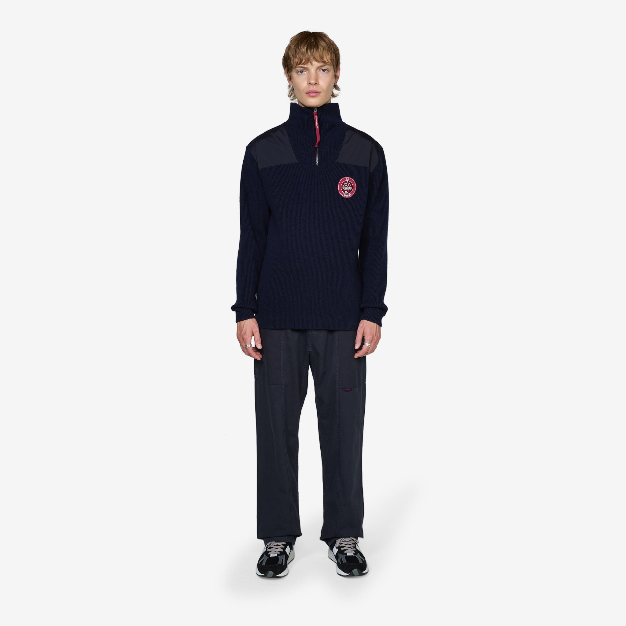 C.P. Company x SPZL Men's Half Zip Sweatshirt - Night Blue Pullover Hoodie for Streetwear & Casual Outfits | Gym, Travel & Everyday Wear