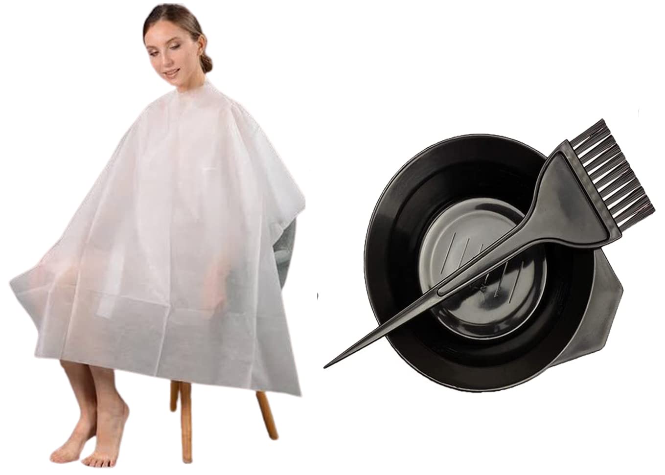 10pcs Disposable Hair Coloring Aprons for Salon & Home Use - Professional Hairdressing Cape with Hair Dye Brush & Bowl - Perfect for Men & Women Stylists (Great for Hair Salons, DIY Dyeing & Beauty Treatments)