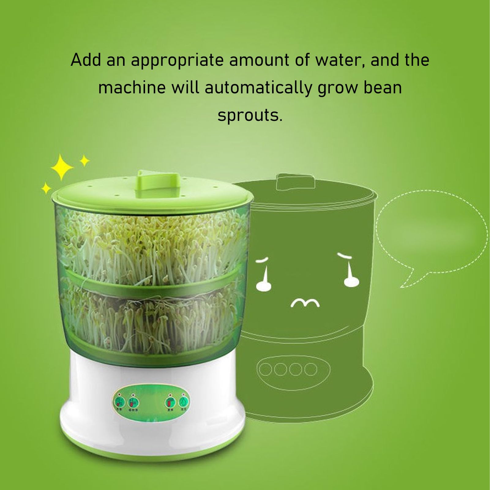 3-Tier Smart Bean Sprout Machine with LED Display & Auto Control - Large Capacity Seed Sprouter Kit for Bean Sprouts, Alfalfa, Wheatgrass - Perfect for Home Gardening, Healthy Eating & Organic Farming (110V US Plug)