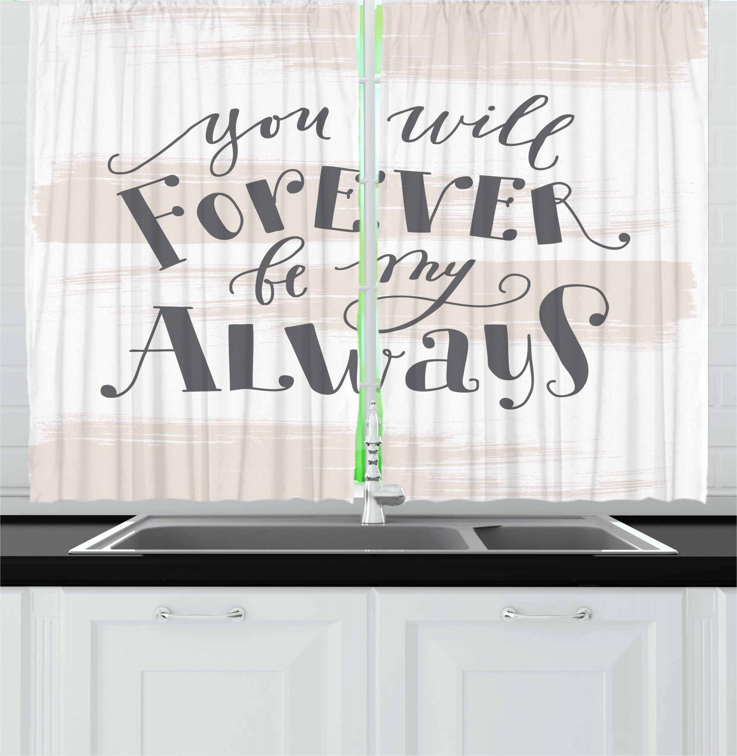 Ambesonne Love Inspirational Kitchen Curtains Set of 2 Panels - 55