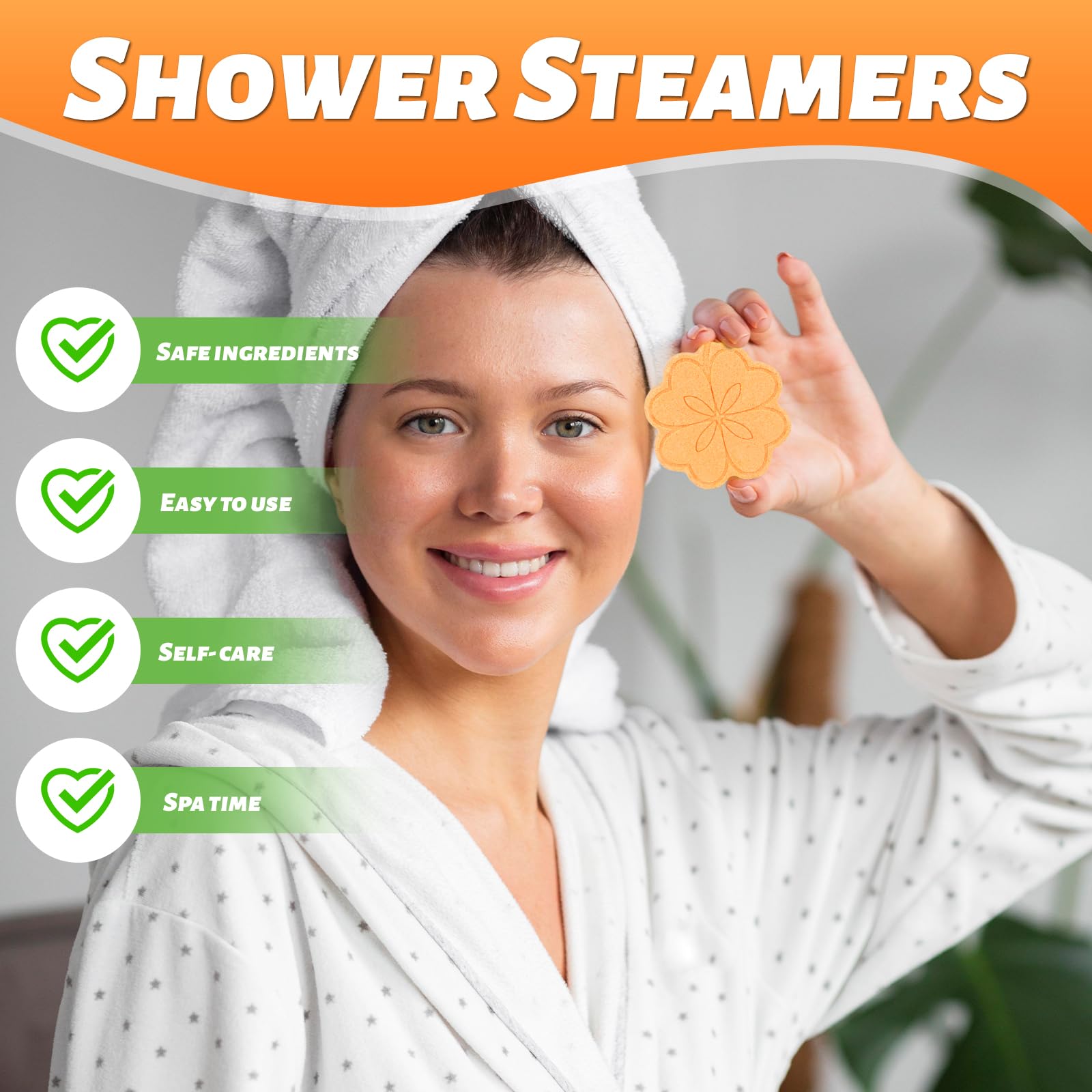 6PCS Aromatherapy Shower Steamers with Lemongrass & Sweet Orange Essential Oils - Relaxing Stress Relief Shower Bombs for Women, Moms & Girls - Perfect Birthday & Self Care Gifts for Spa-Like Experience at Home