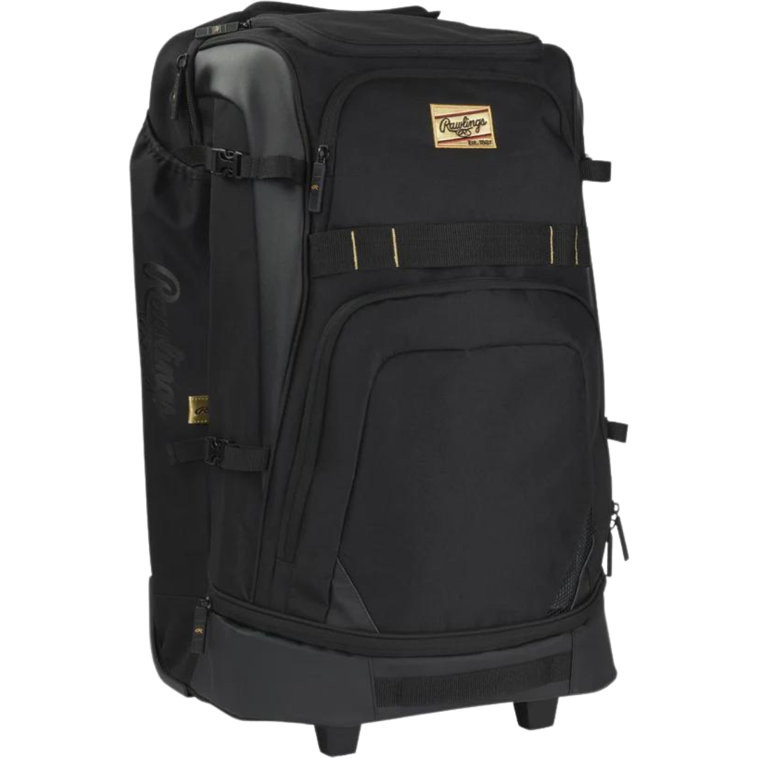**Rawlings Gold Collection Series Wheeled Baseball Bag (GCWHBG BK) – Durable Travel & Sports Equipment for Baseball Players & Coaches**    *Use Cases: Perfect for baseball games, travel, practice sessions, and team equipment storage.*