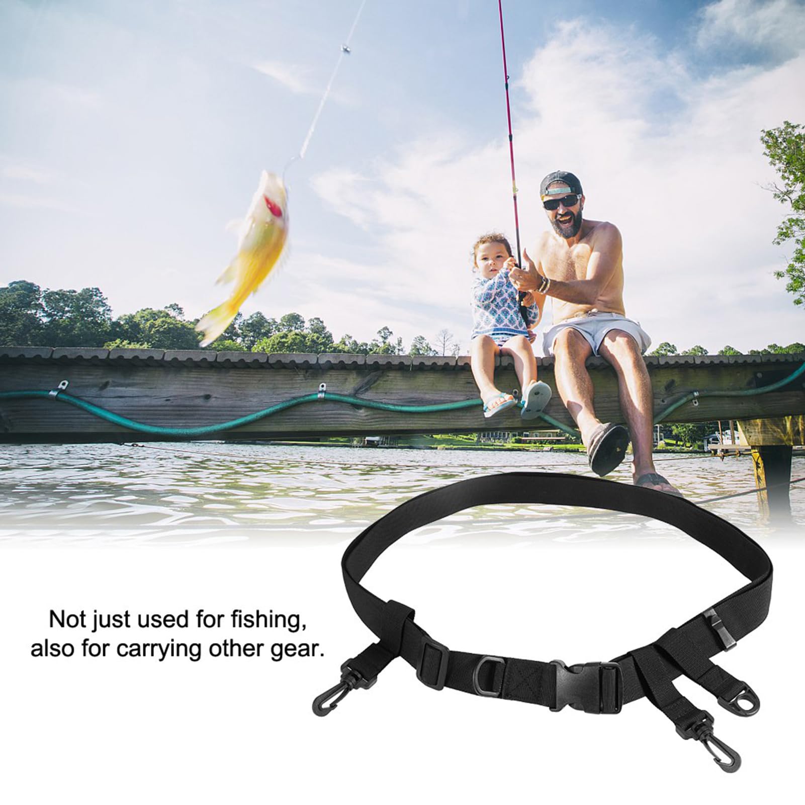 **Multi-Functional Fishing Wader Belt - Adjustable Nylon Waist (31-58 Inches) with Hanging Hooks for Surf Casting, Kayak & Fly Fishing - Perfect for Outdoor Fishing Gear Accessories**    *(Use Case: Ideal for surf fishing, kayak angling, fly fishing, and wading in rivers or lakes.)*