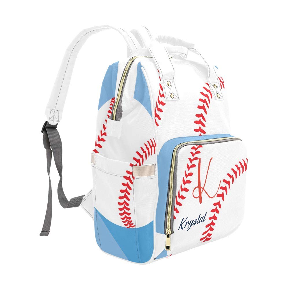 Personalized Baseball Diaper Backpack for Baby - Art Sports Nursing Nappy Bag with Name, Travel Tote for Moms & Girls (10.83 x 6.69 x 15 Inch) - Perfect for Baseball Games, Daycare & Family Outings
